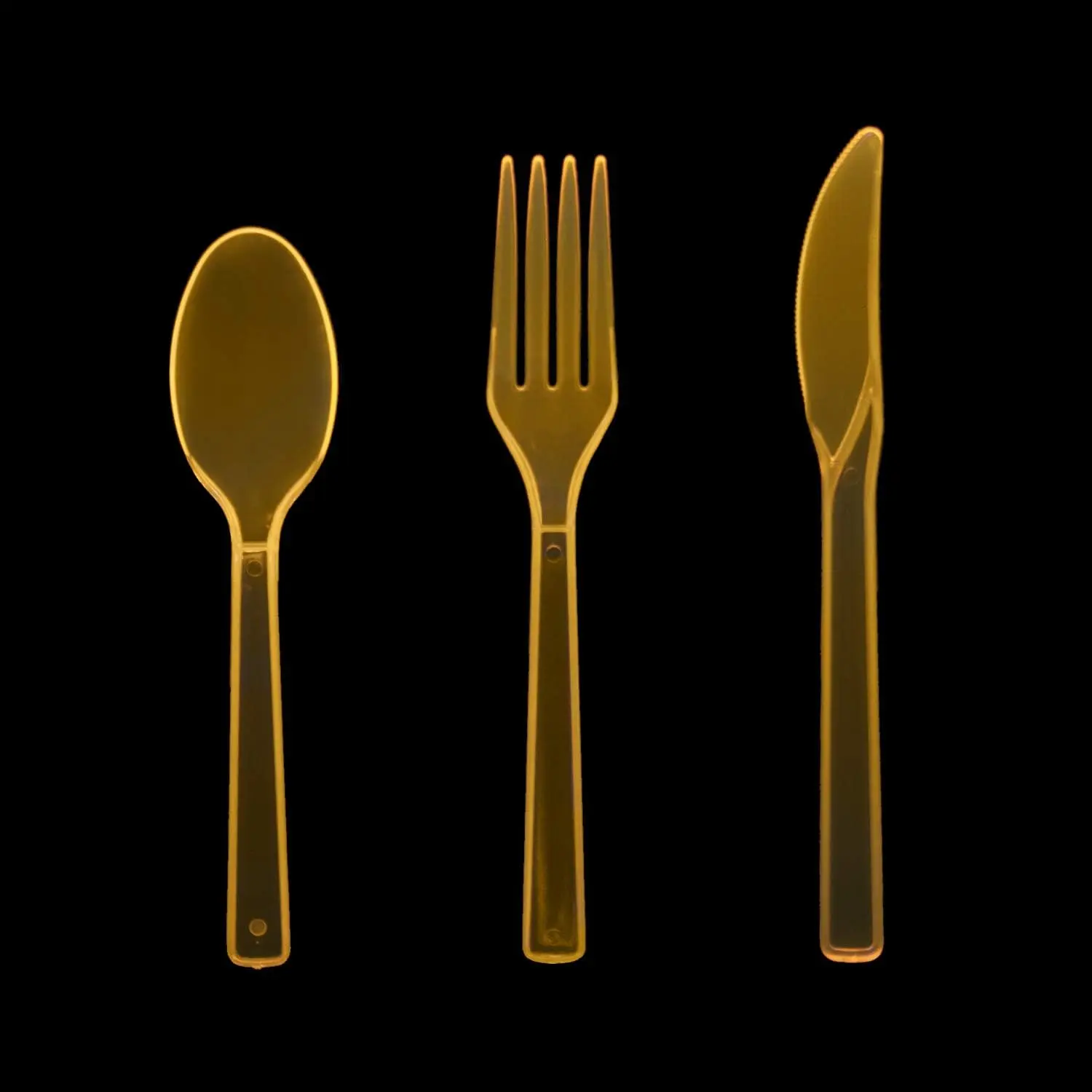 Hard Plastic Cutlery Combo Pack, 51 Pieces/17 Place Settings, Neon Orange