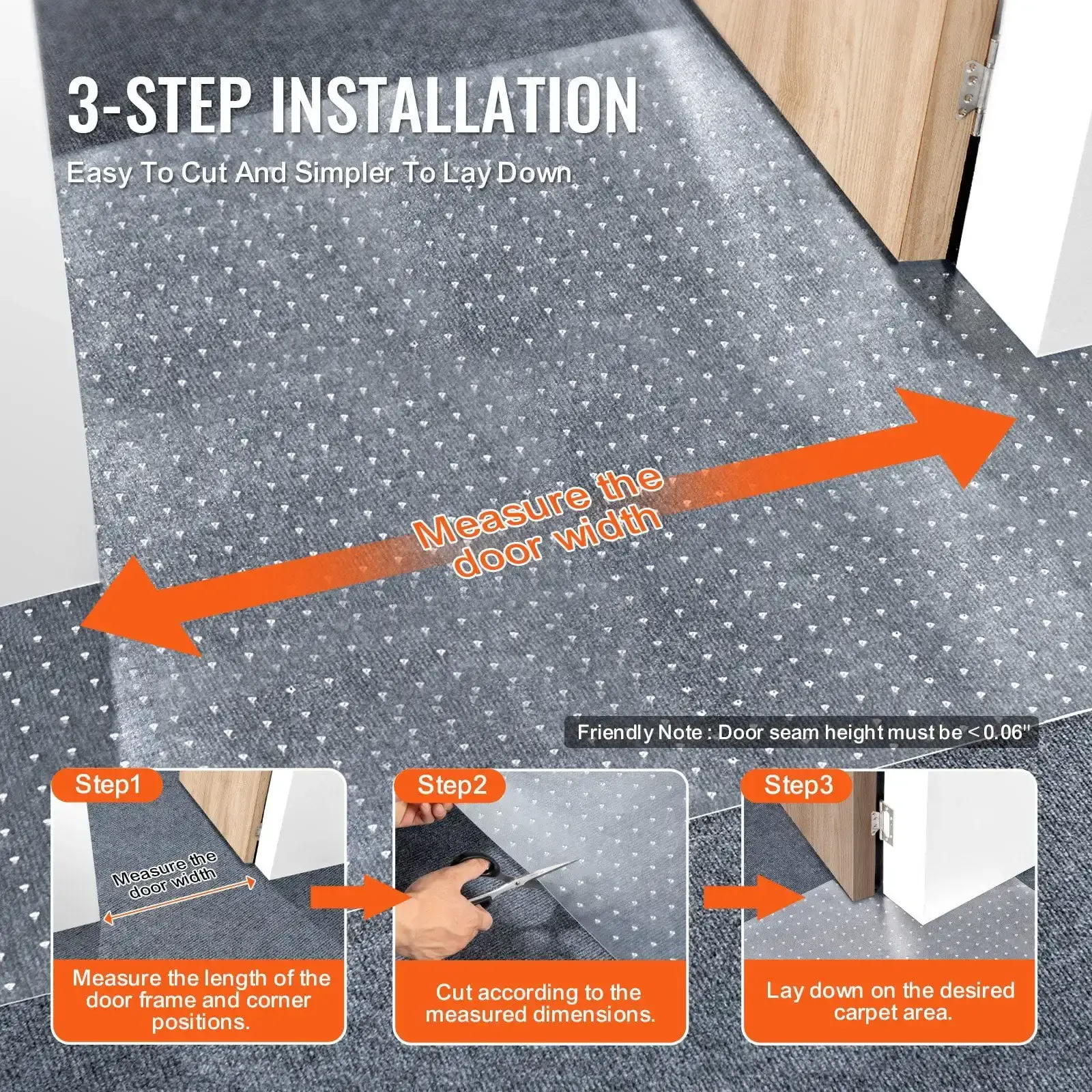 Carpet Protector for Pets, 24" x 6' PVC Scratch-Proof Cat Carpet Protector for Doorway