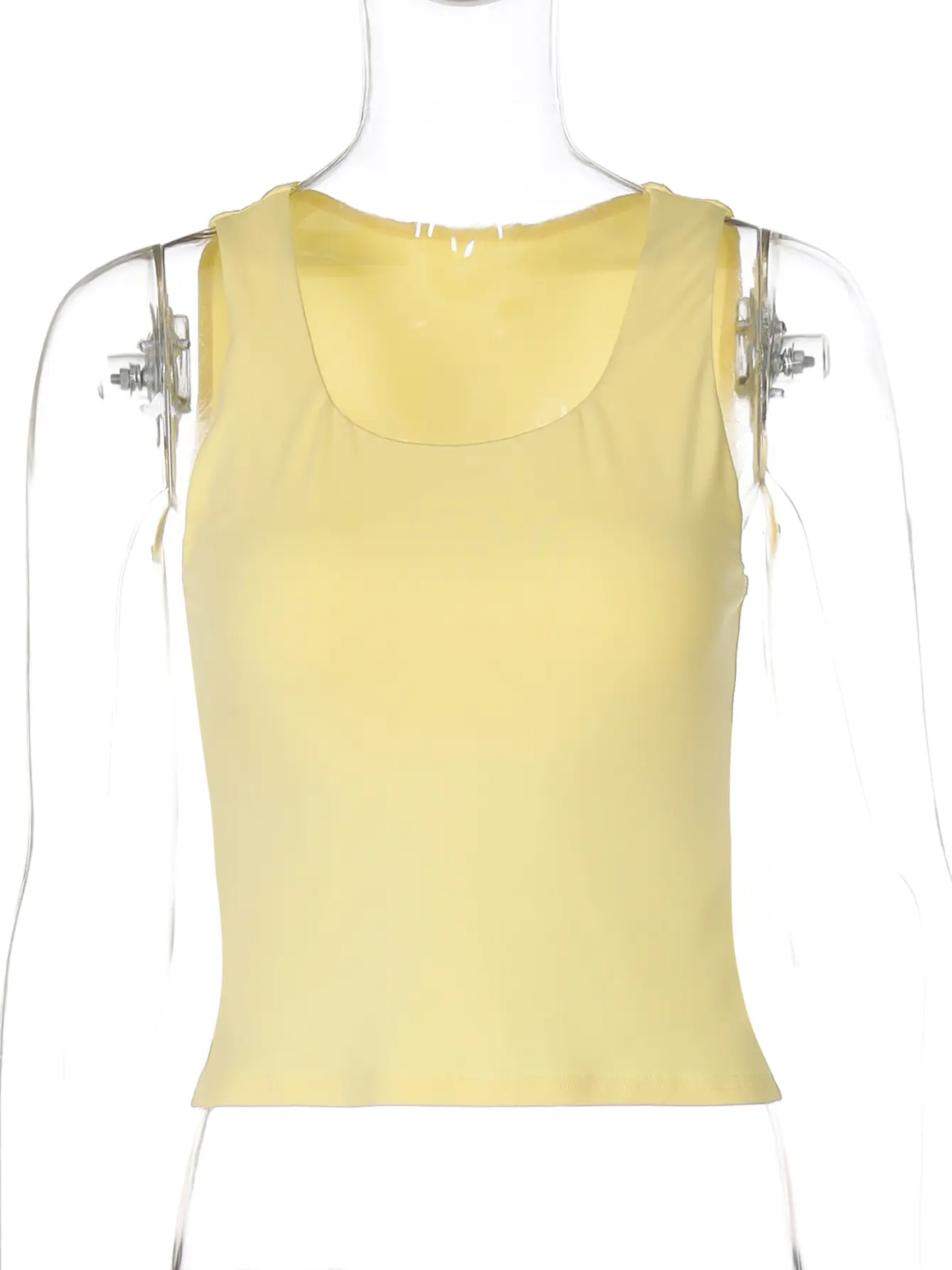 Hugcitar 2025 Square Collar Solid Sexy Slim Crop Tank Top Spring Summer Women Fashion Clothings Streetwear Vacation Fitness