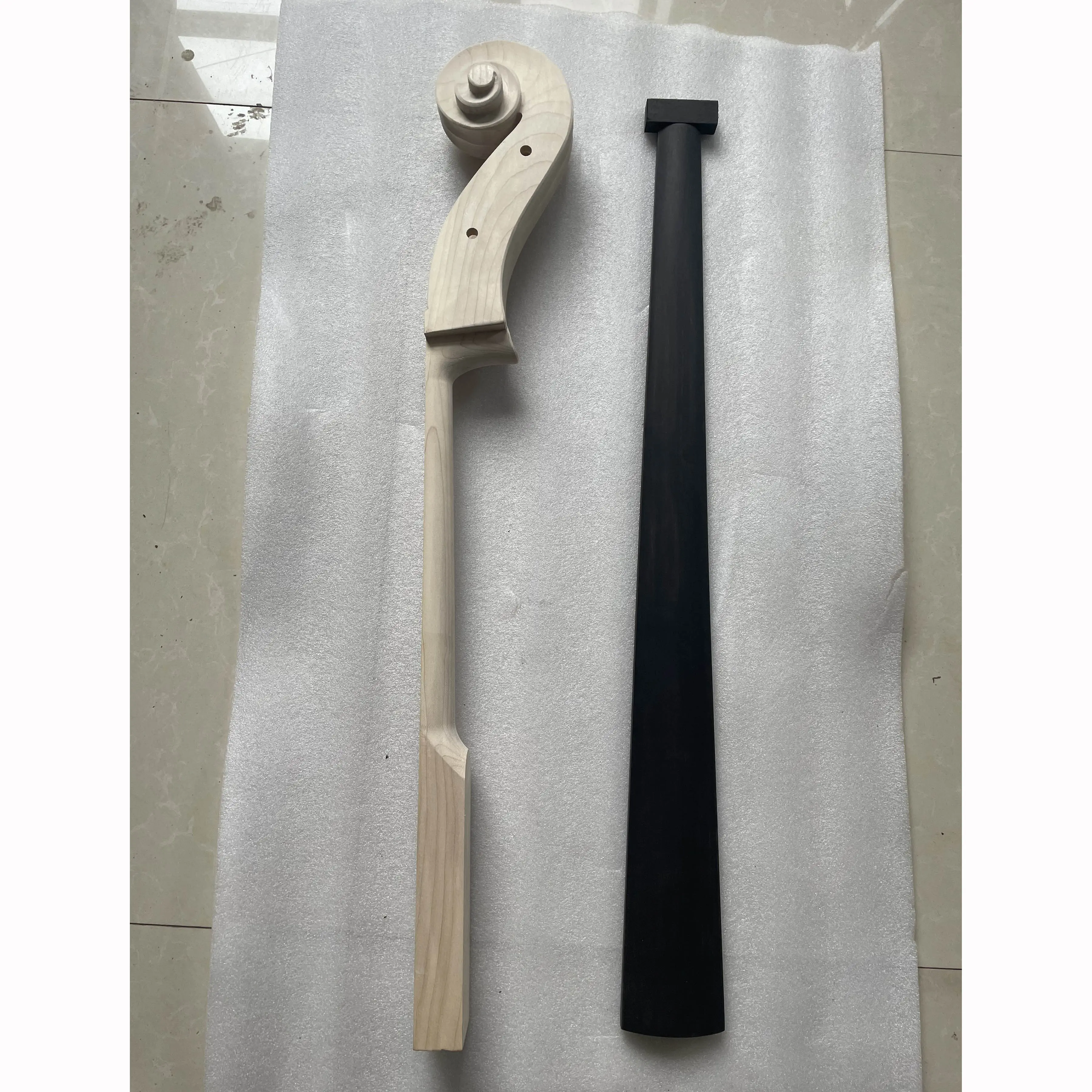 Brand New Customized 3/4 Size Upright Double Bass Style Neck and Fingerboard Maple Wood Unfinished Electric Bass Handle DIY