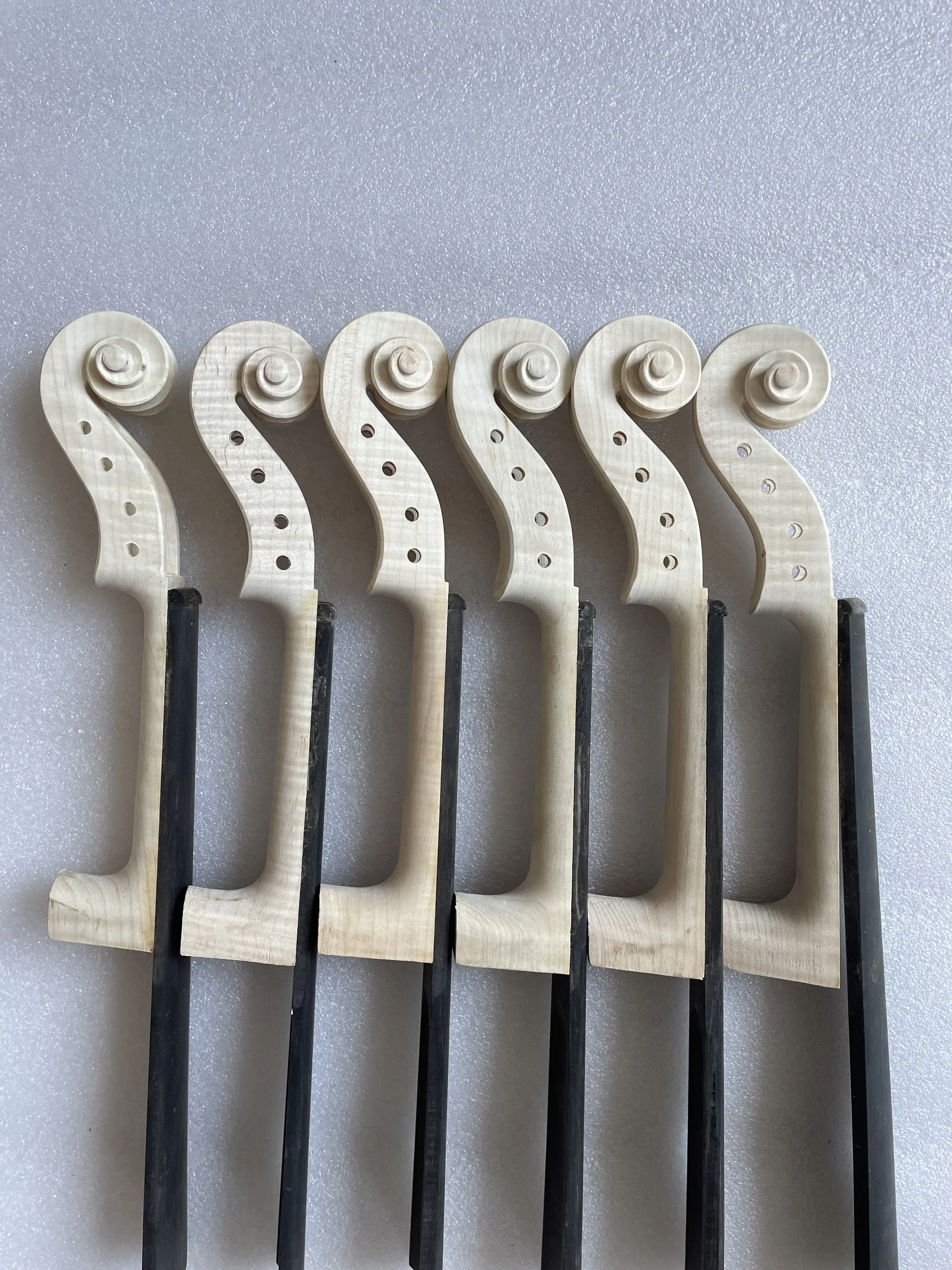 1Pc DIY Unpainted Flames Violin Head, 4/4 Neck, Ebony Fingerboard, Handmade Headstock, Good Flame Maple Wood, High Quality, 1Pc