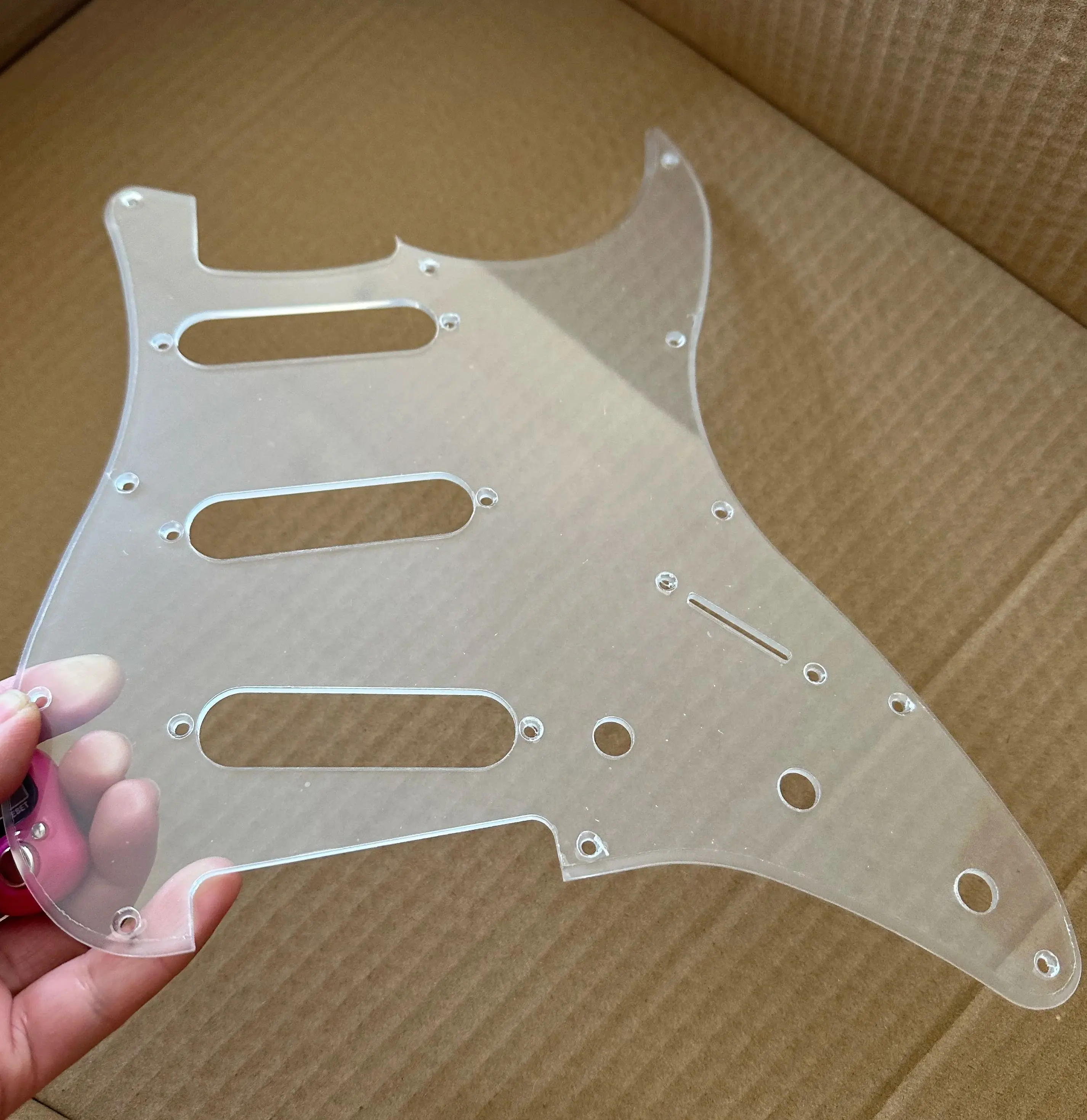 Electric Guitar Pickguard Transparent Arylic for Standard 11 Holes 3 Ply SSS St Scratch Plate Guitar Pick Guard with Srews