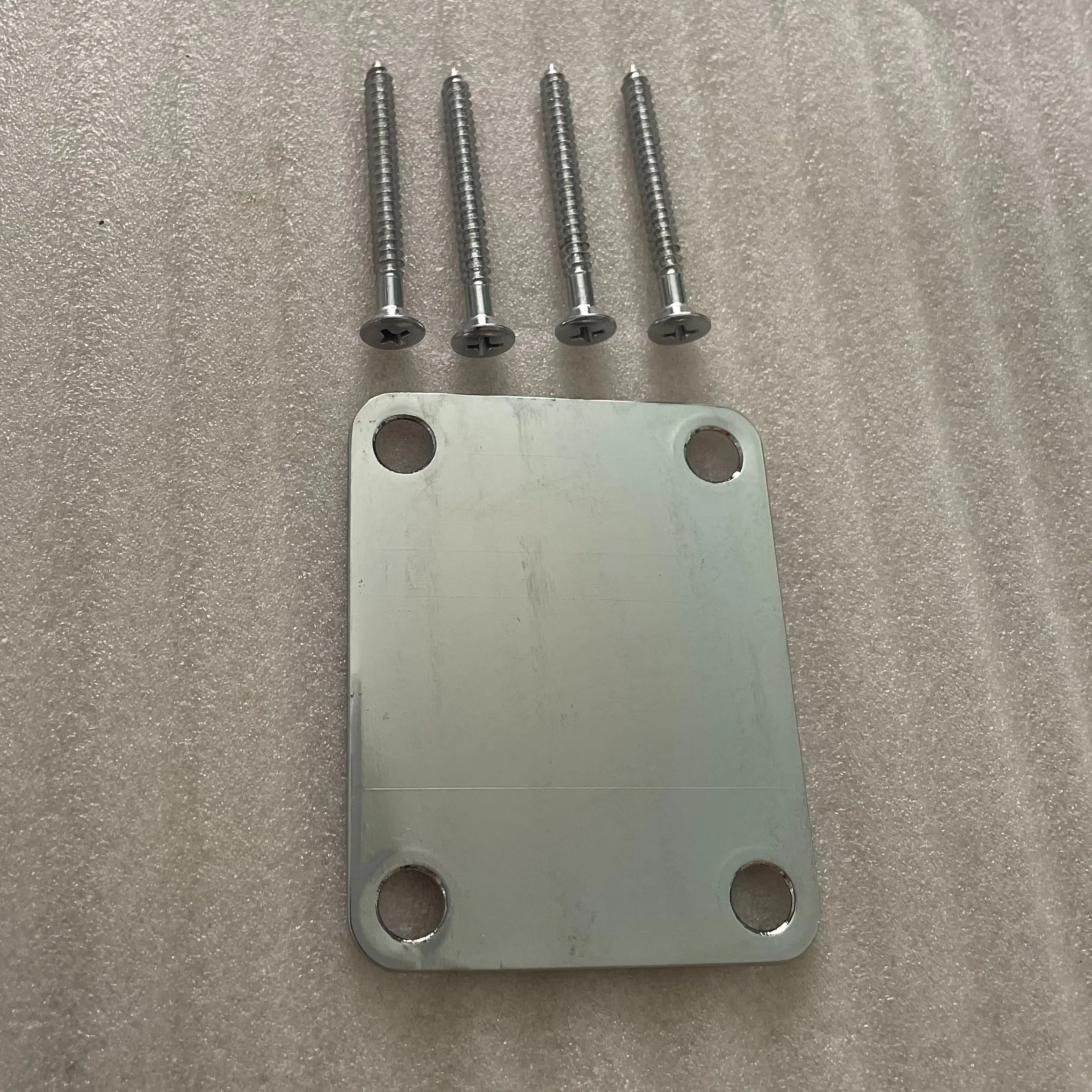 Electric Guitar Neck Plate, Metal Chrome, Pickguard Letters Inlayed with Screws, Guitar Neck Joint Board, 1Set