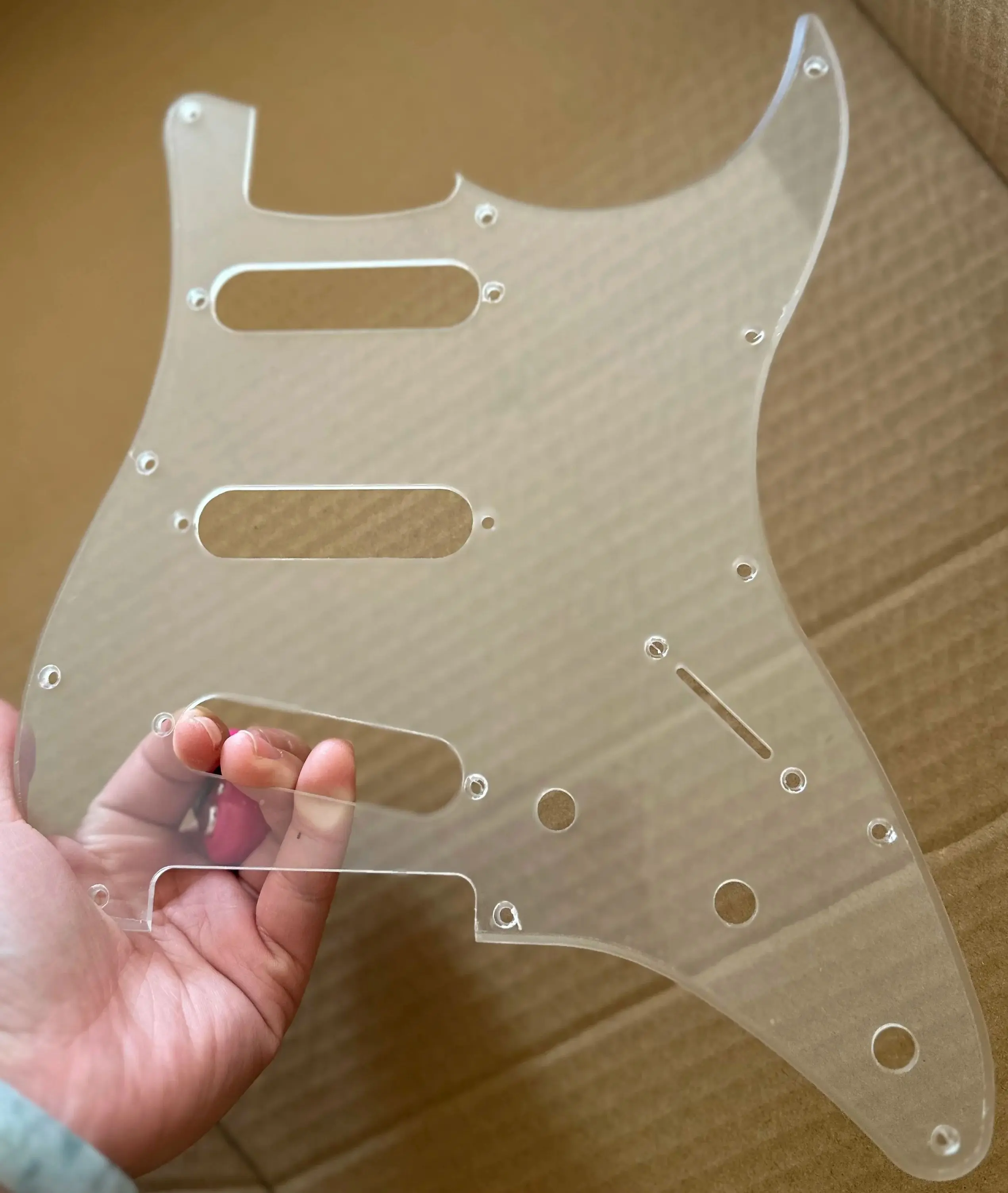 Electric Guitar Pickguard Transparent Arylic for Standard 11 Holes 3 Ply SSS St Scratch Plate Guitar Pick Guard with Srews