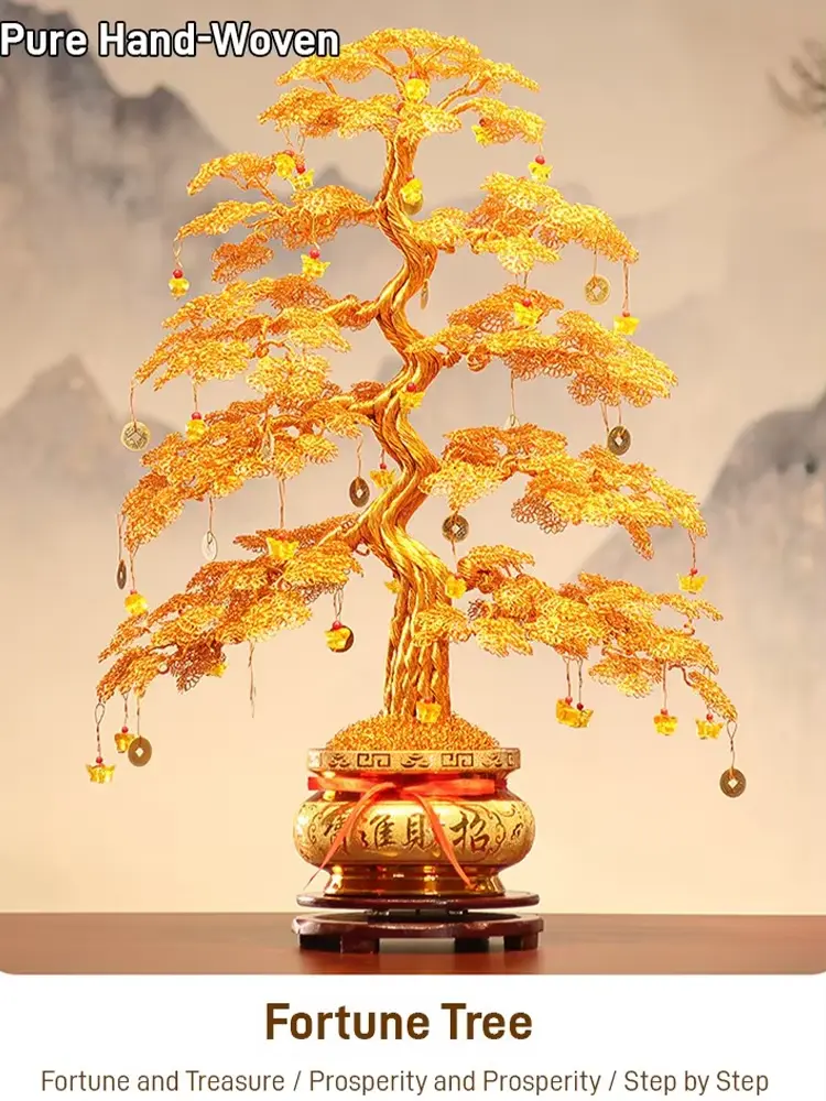 30x25cm Wealth Tree Creative Decoration Lucky Tree Chinese Feng Shui Lucky Money Tree Fortune Tree for Desktop Ornament  Decors
