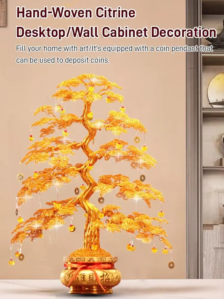 30x25cm Wealth Tree Creative Decoration Lucky Tree Chinese Feng Shui Lucky Money Tree Fortune Tree for Desktop Ornament  Decors