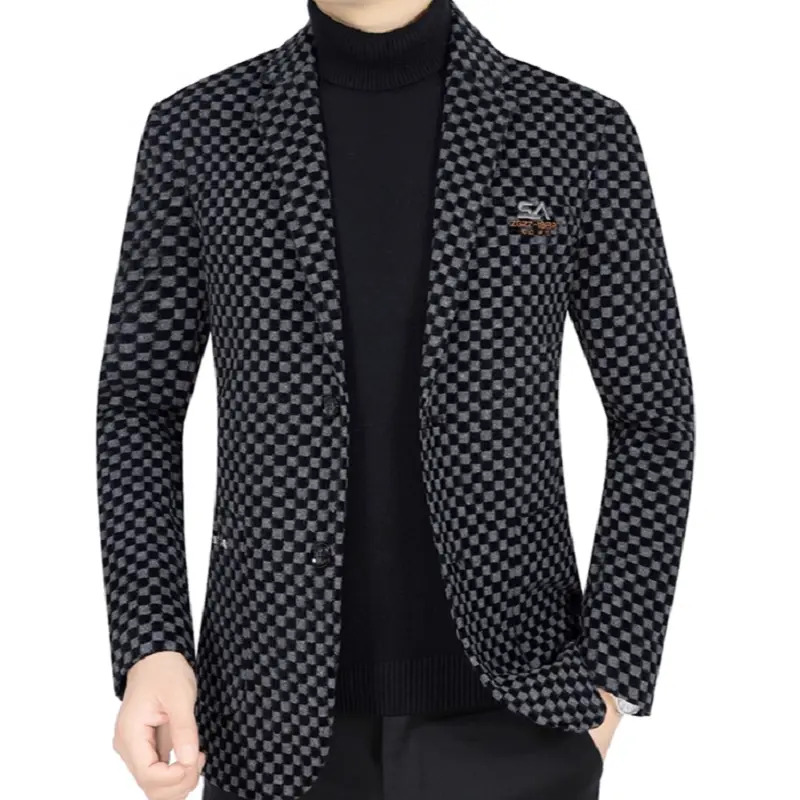 Men Thick and Slim-fitting Woolen Coats Autumn and Winter Casual Suits Slim-fitting Men's Jackets Small Suits Casual Wear