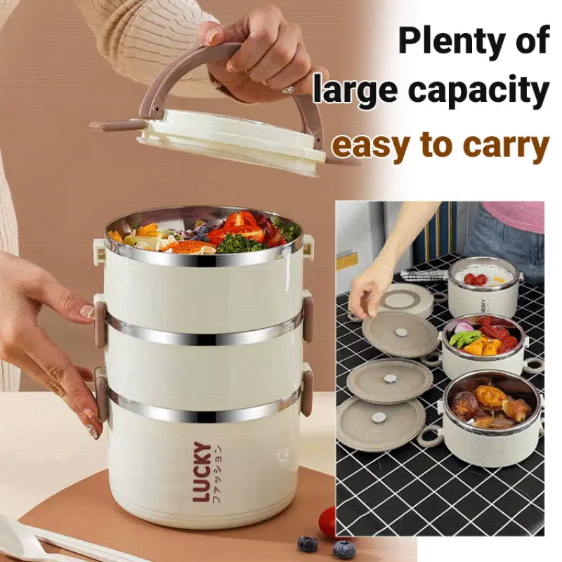 Stainless Steel Insulated Lunchbox Multi-Layer Bento Box Leakproof Lunchbox Insulated Lunch Container