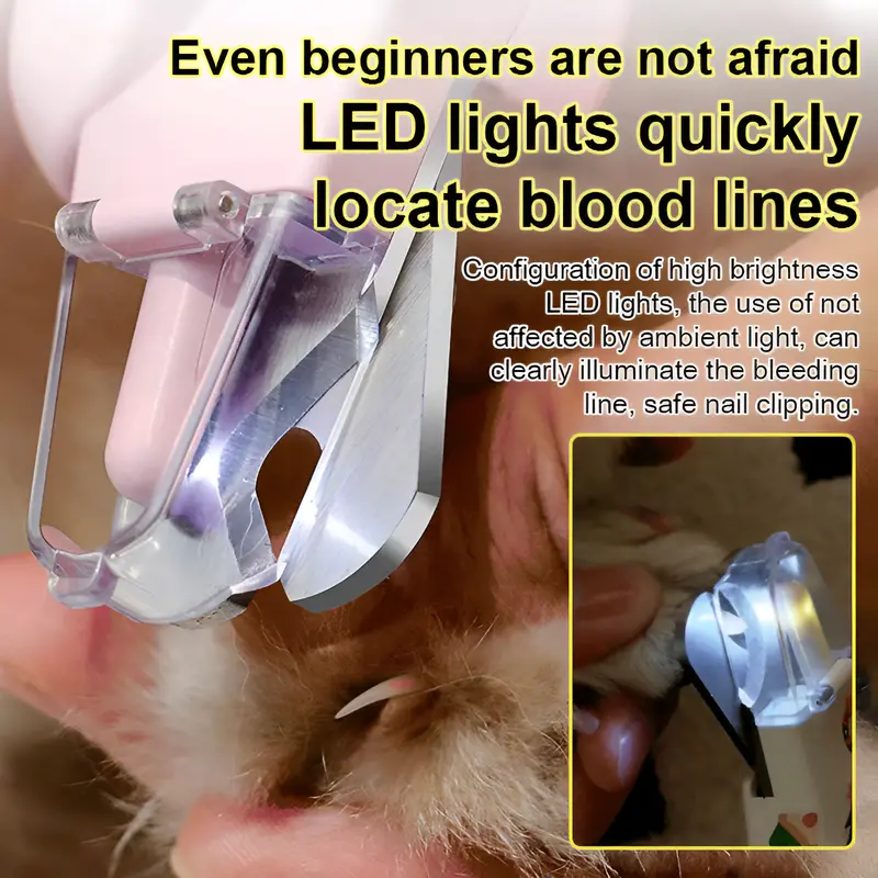 Pet Visual Nail Trimmer Pet Anti Splash Nail Clipper with LED Light Cat and Dog Nail Clipper Cutter with Safety Lock
