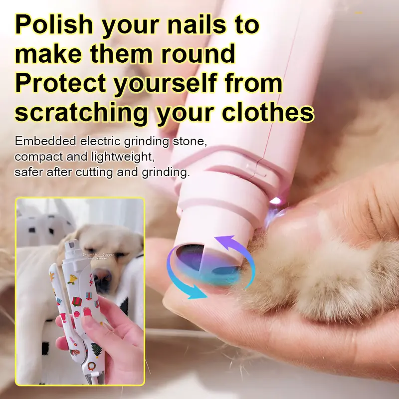 Pet Visual Nail Trimmer Pet Anti Splash Nail Clipper with LED Light Cat and Dog Nail Clipper Cutter with Safety Lock