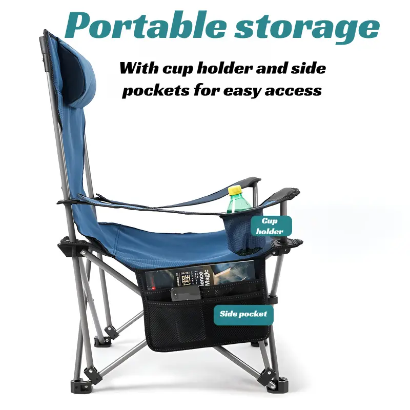 Outdoor folding chair camping sitting and lying dual-purpose backrest armrest stool portable ultra-l