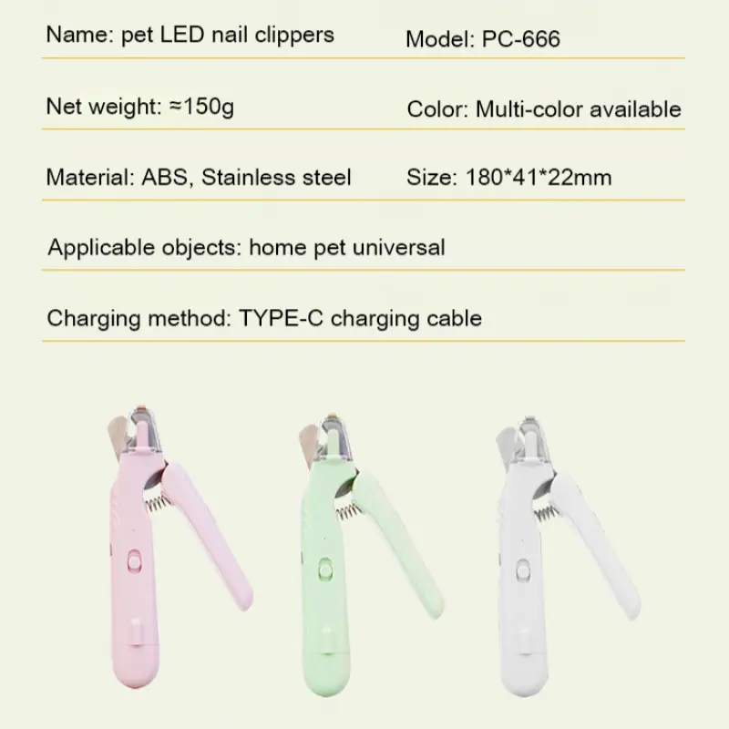 Pet Visual Nail Trimmer Pet Anti Splash Nail Clipper with LED Light Cat and Dog Nail Clipper Cutter with Safety Lock