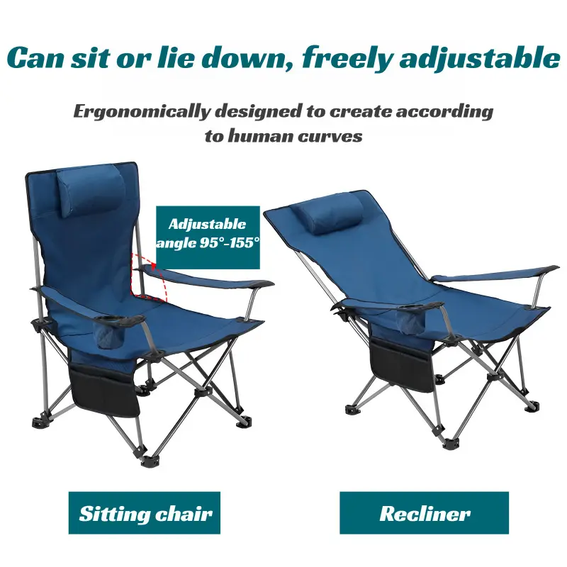 Outdoor folding chair camping sitting and lying dual-purpose backrest armrest stool portable ultra-l