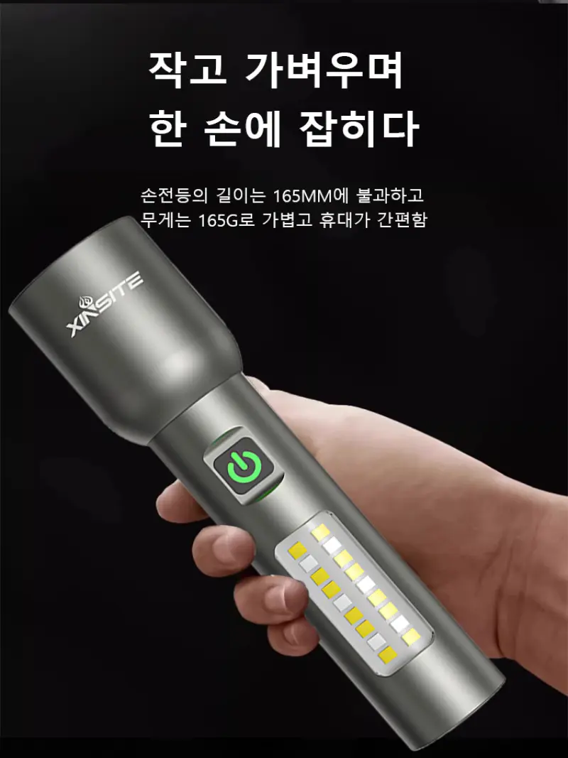High-strength aluminum alloy flashlight, portable, strong laser, telescopic zoom work light, mini long-lasting high-strength