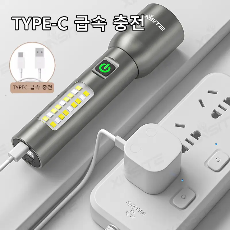 High-strength aluminum alloy flashlight, portable, strong laser, telescopic zoom work light, mini long-lasting high-strength