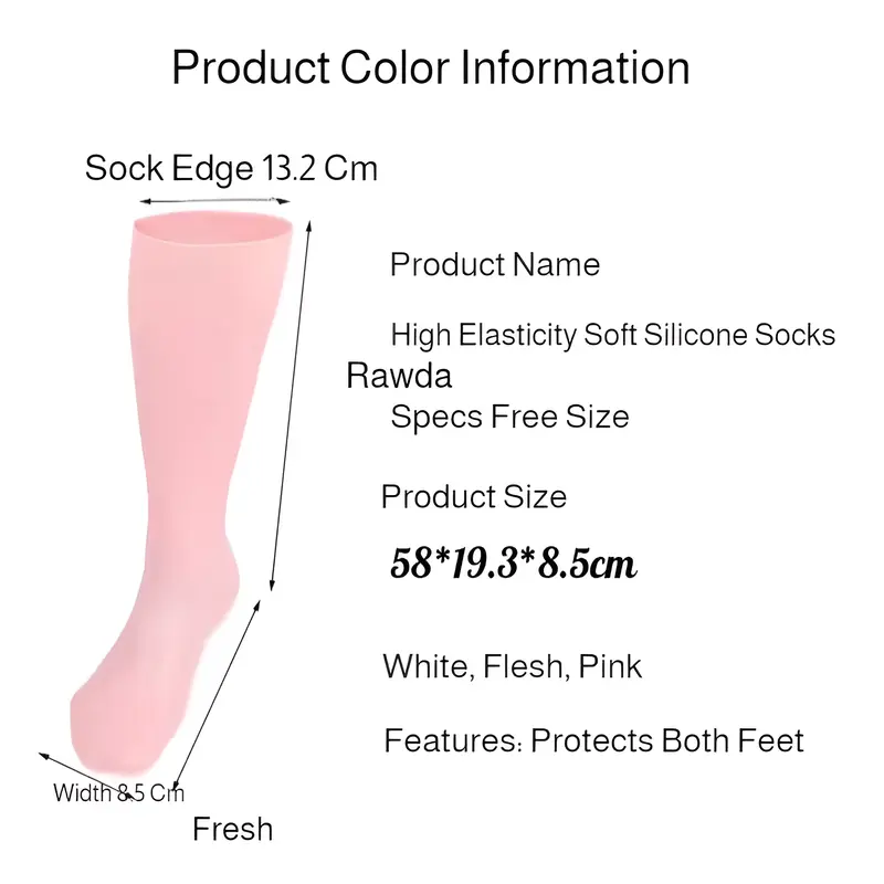1 Pair High Waist Soft Silicone Socks Anti-water Beach Shoes Socks Swimming Diving Supplies Moisturizing Whitening Anti-foot