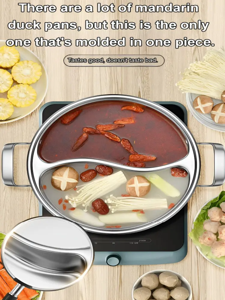 Household Yuanyang pot stainless steel thickened divided doubleear soup pot