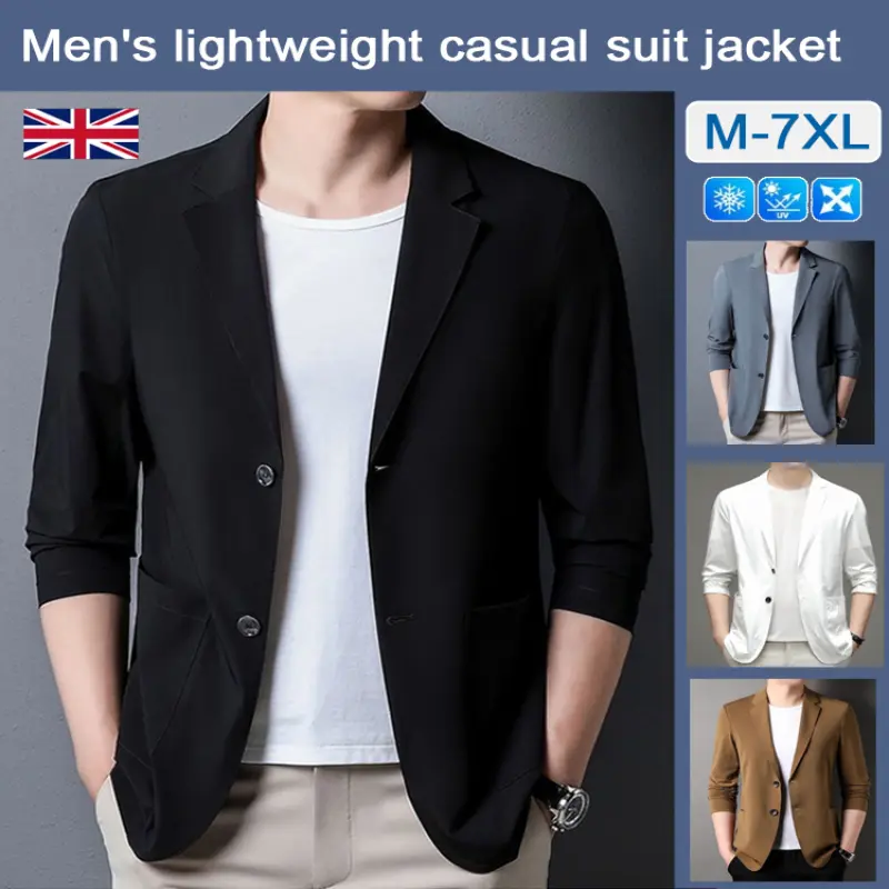 Men's Casual Suit Spring Summer Lightweight Business Coat Fashion