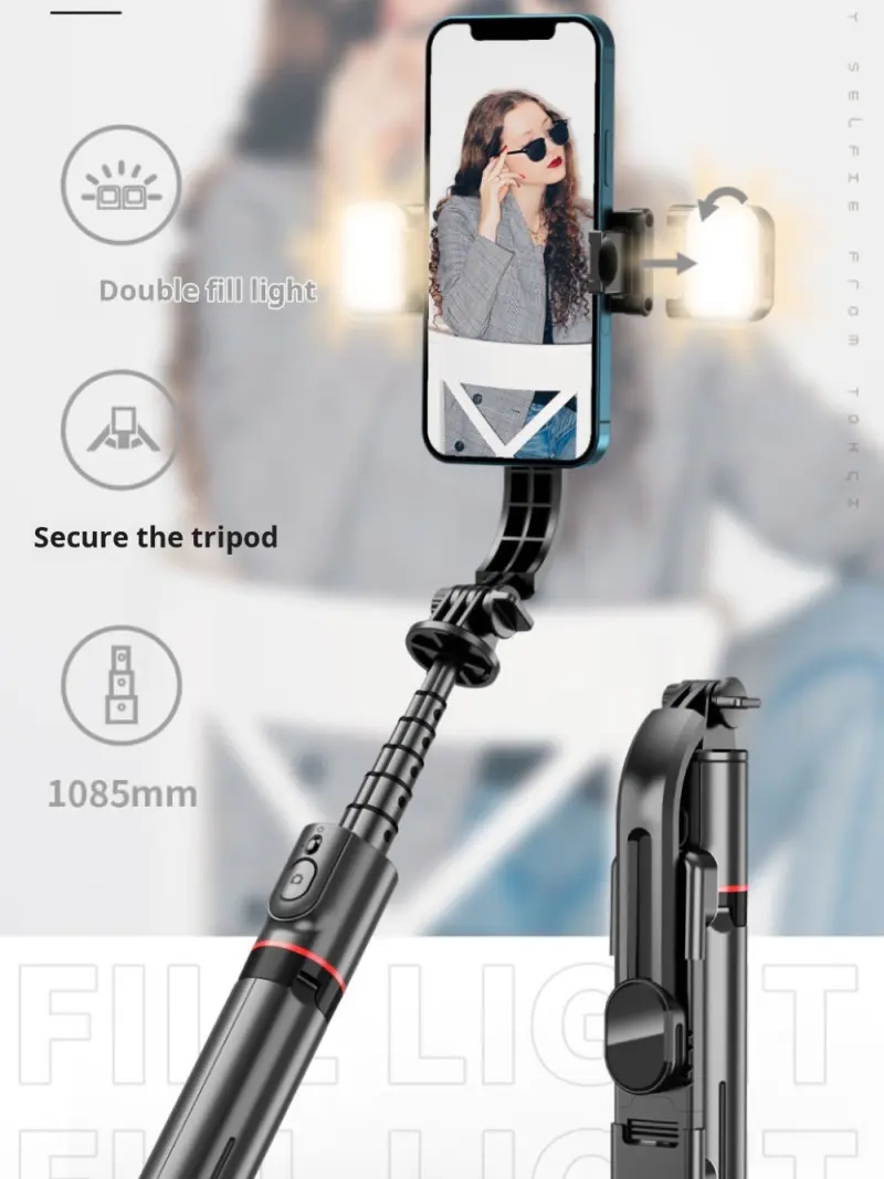 Portable tripod Bluetooth selfie stick Palm portable mobile phone holder Desktop fill light tripod