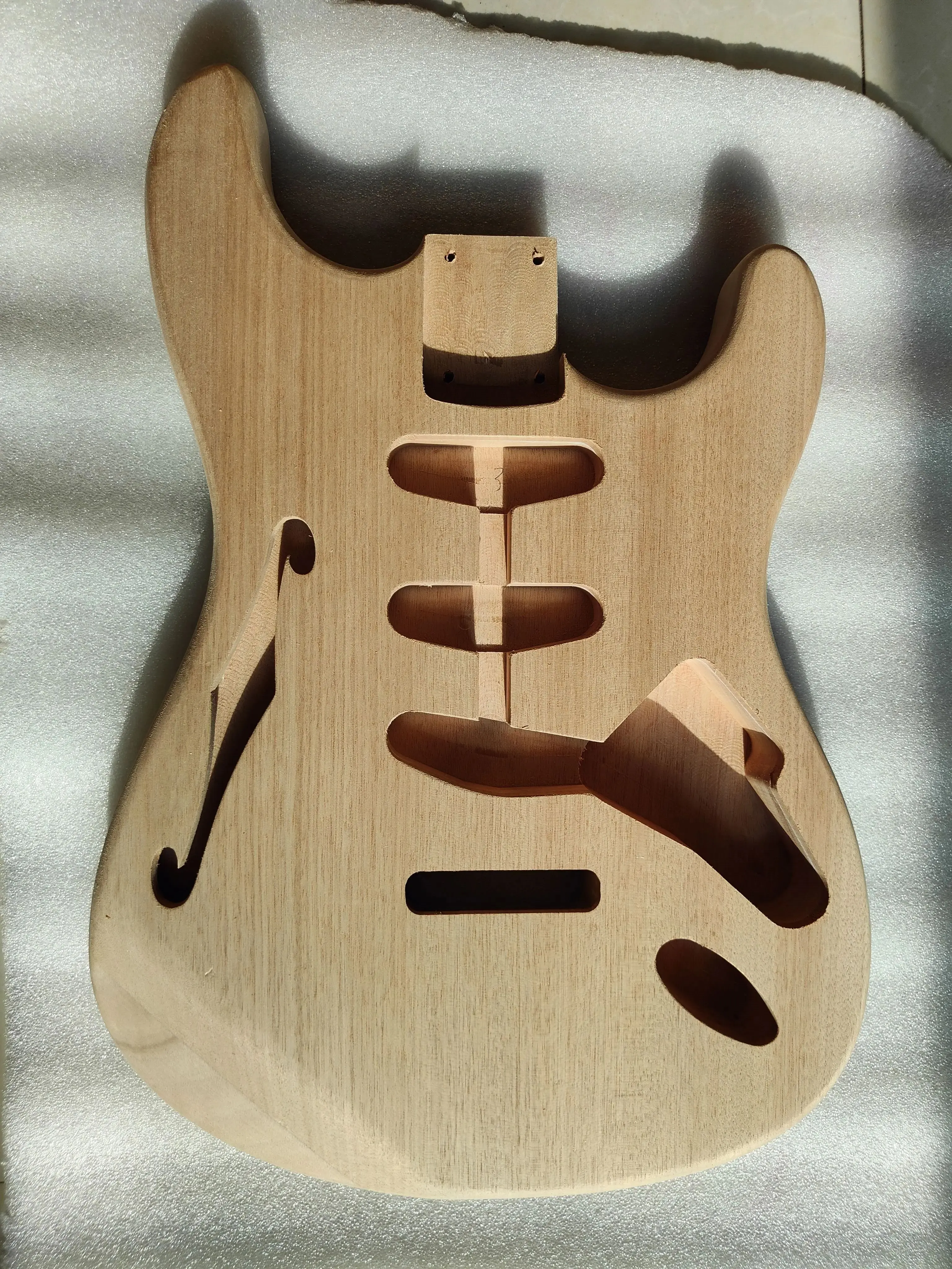Customized New Blank F Hole Electric Guitar Body Unfnished Mahogany Wood Luthier DIY semi-finished hollow Bodies 5.65cm Pocket