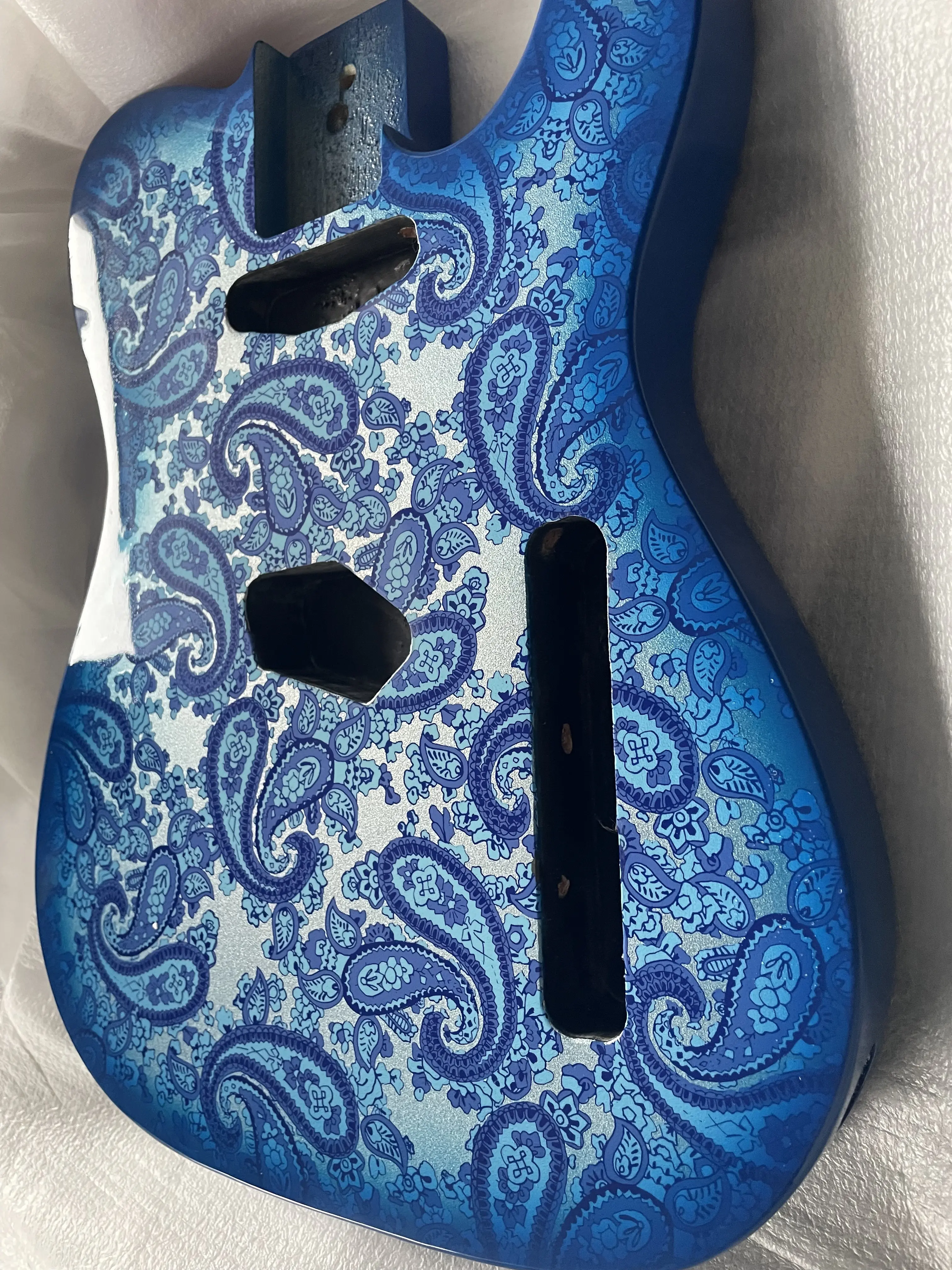 Electric Guitar Body Gloss Finished, Blue Amoeba Pattern,Solid Mahogany Wood,Real Photos,Wholesale,New,Only One，Super Beautiful