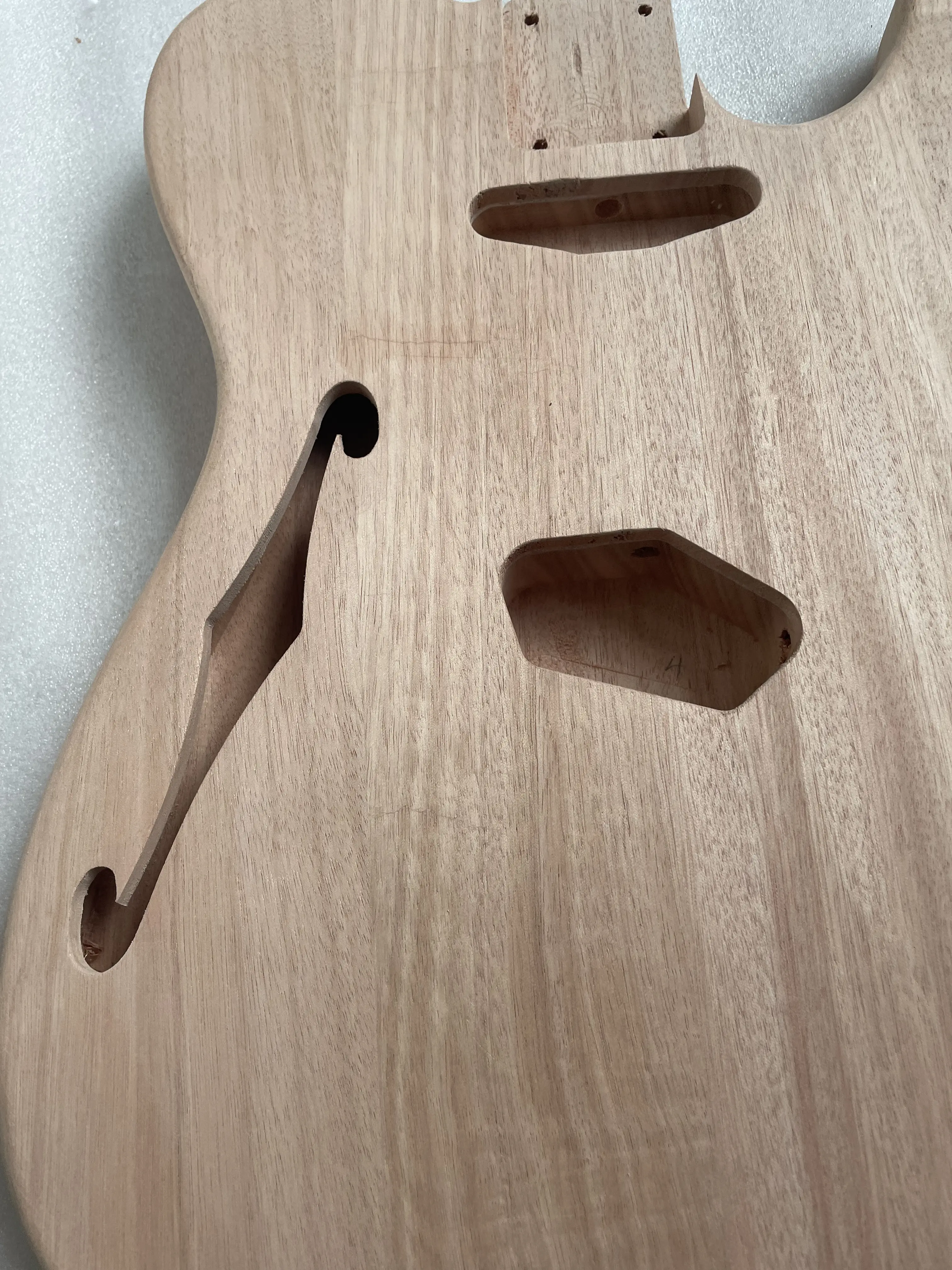 Unfinished Mahogany Wood Electric Guitar, Blank F Hole, Luthier DIY Guitar, Semi Hollow Body, High Quality, Brand New