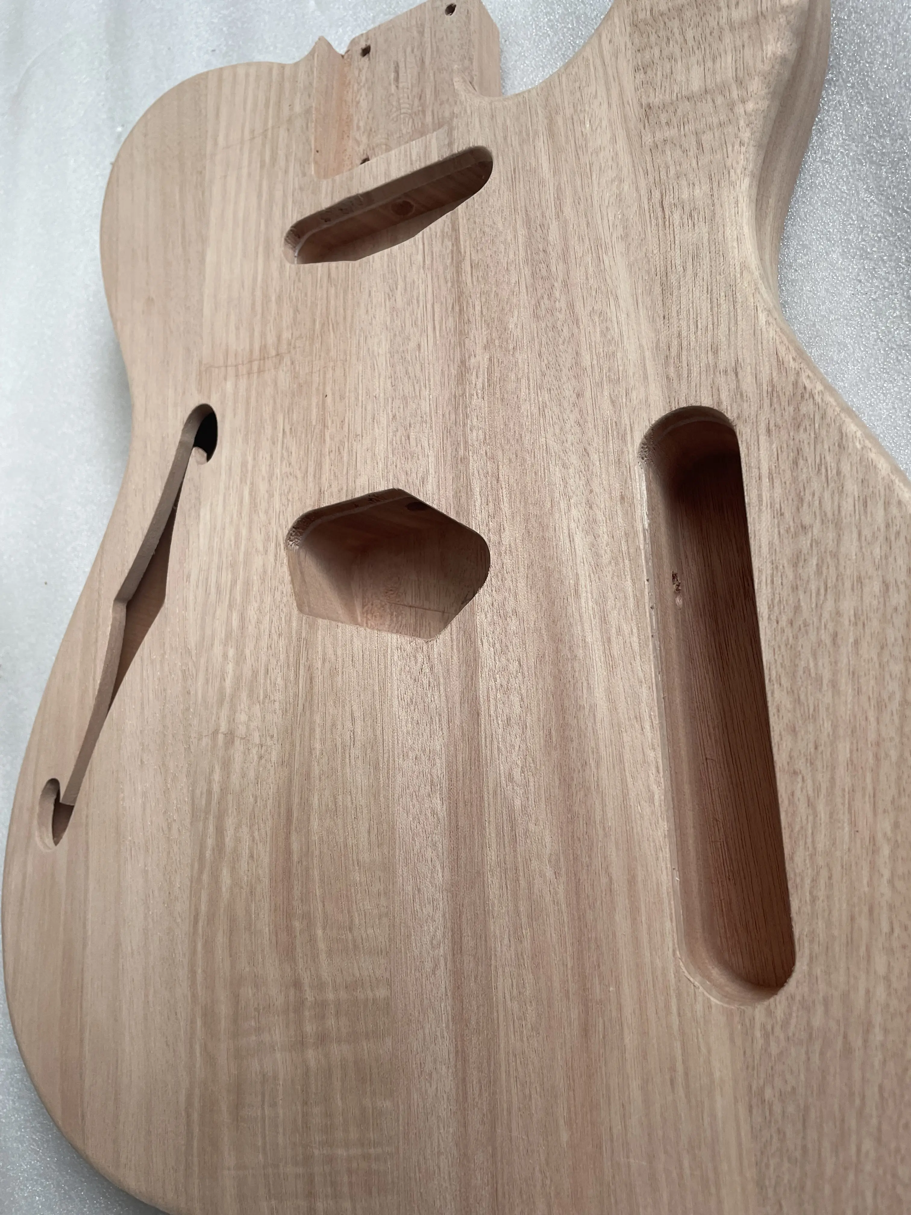 Unfinished Mahogany Wood Electric Guitar, Blank F Hole, Luthier DIY Guitar, Semi Hollow Body, High Quality, Brand New