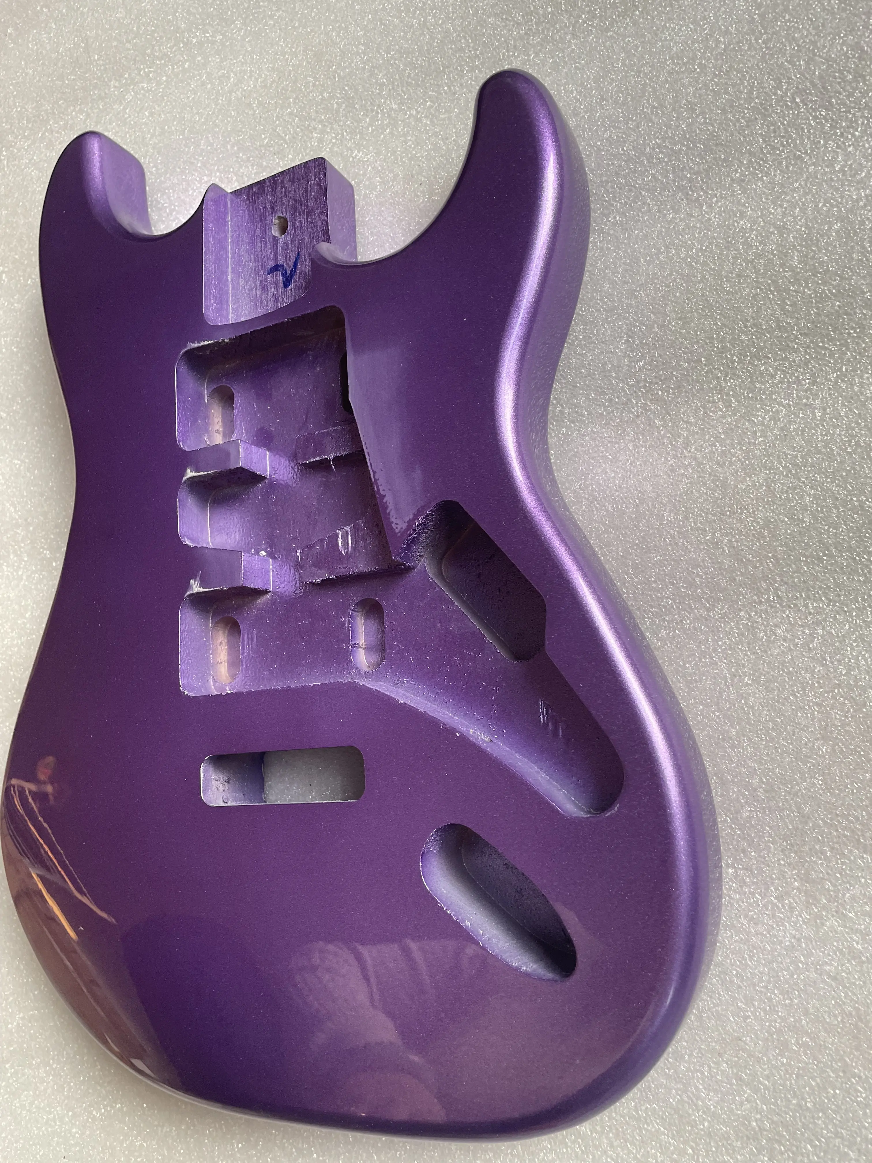 Solid Wood Electric Guitar Body, Glossy Mental, Purple Color for HSH Pickup,DIY Custom S T, Guitar Barrel Replacement Part, 57mm