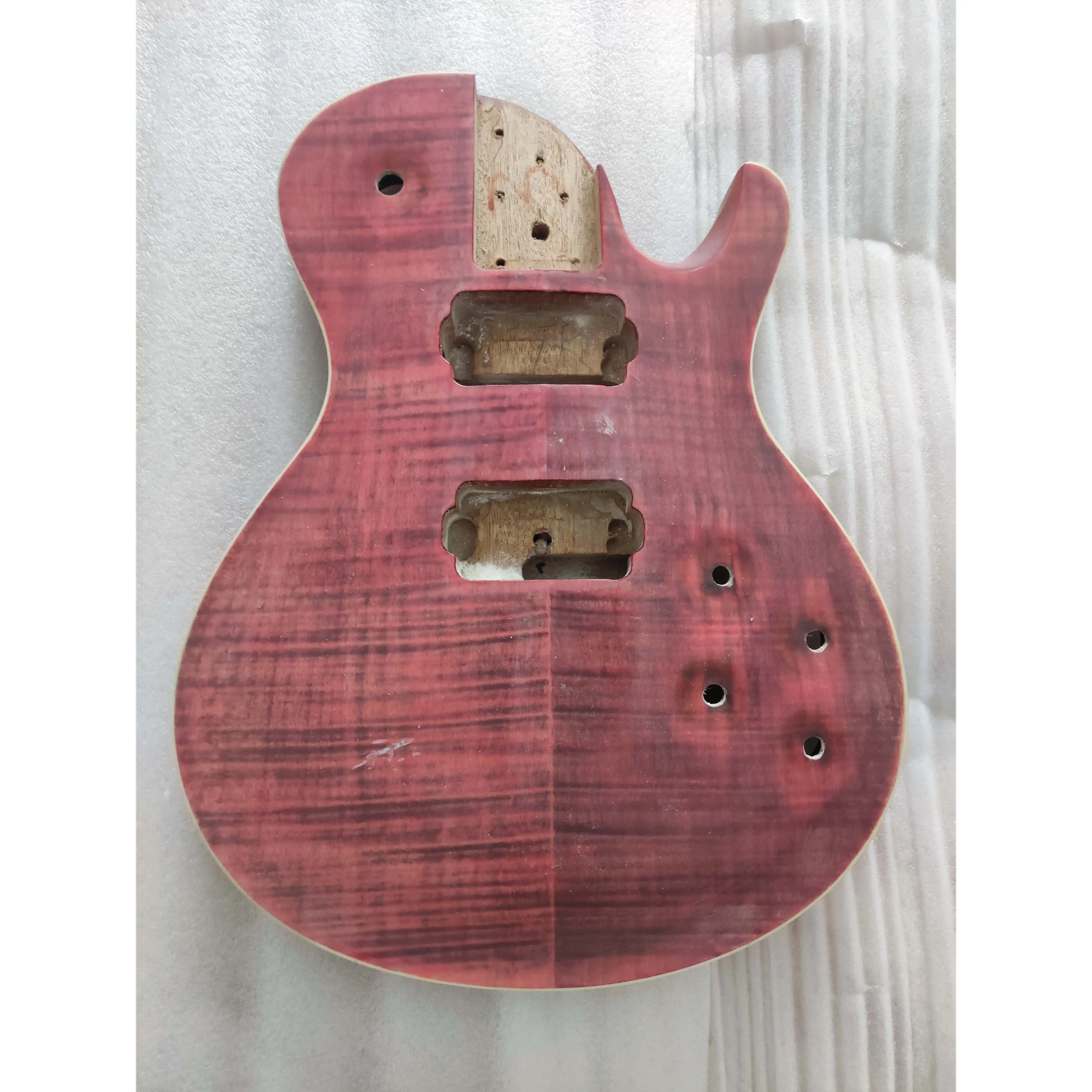 Defective Custom Electric Guitar Body Unfinished,HH Basswood Flame Maple Veneer, Color Barrel, Semi-finished Guitar Part, Stock