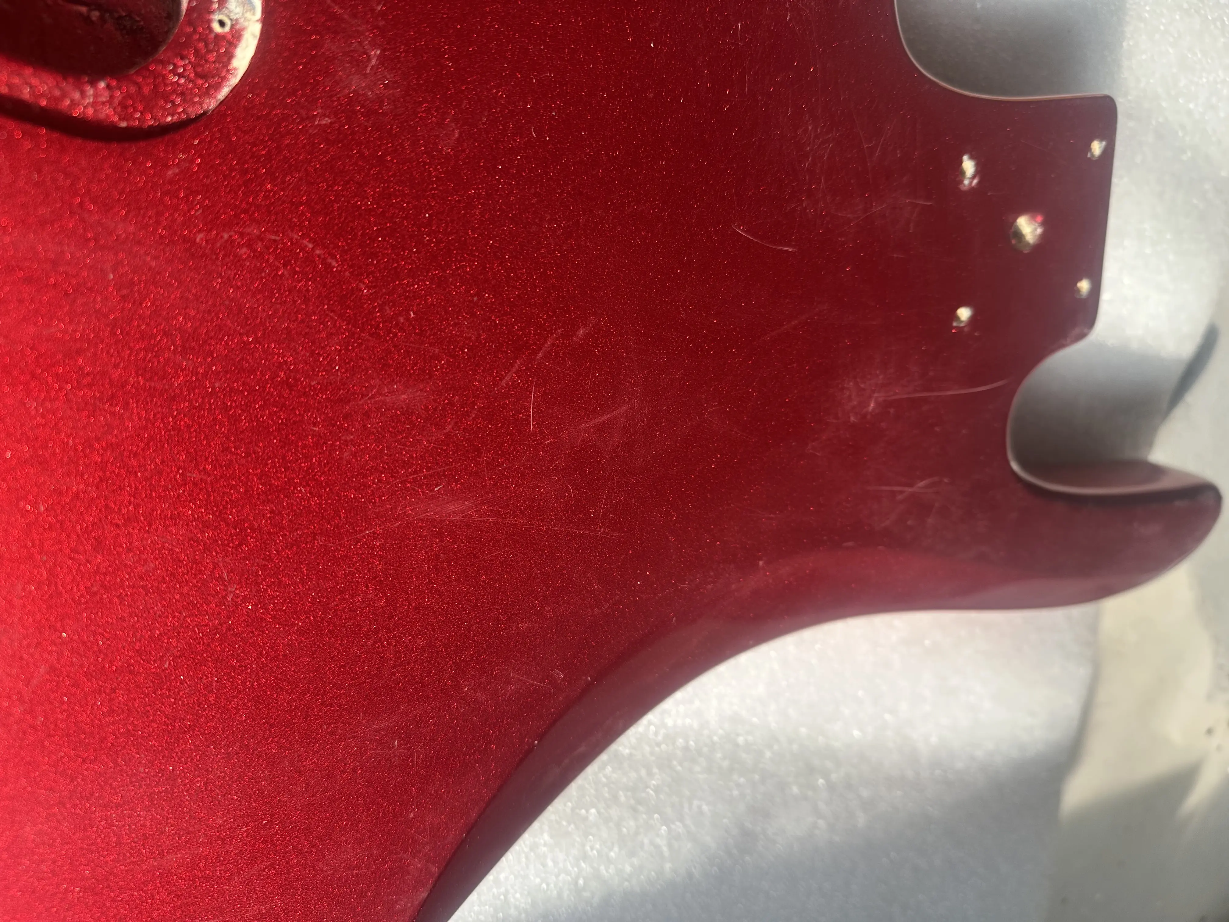 Electric Bass Guitar Body Unfinished, Semi-finished Defect Barrel, DIY Kit Part, Real Photos, Metal Wine Color, Stock Defective