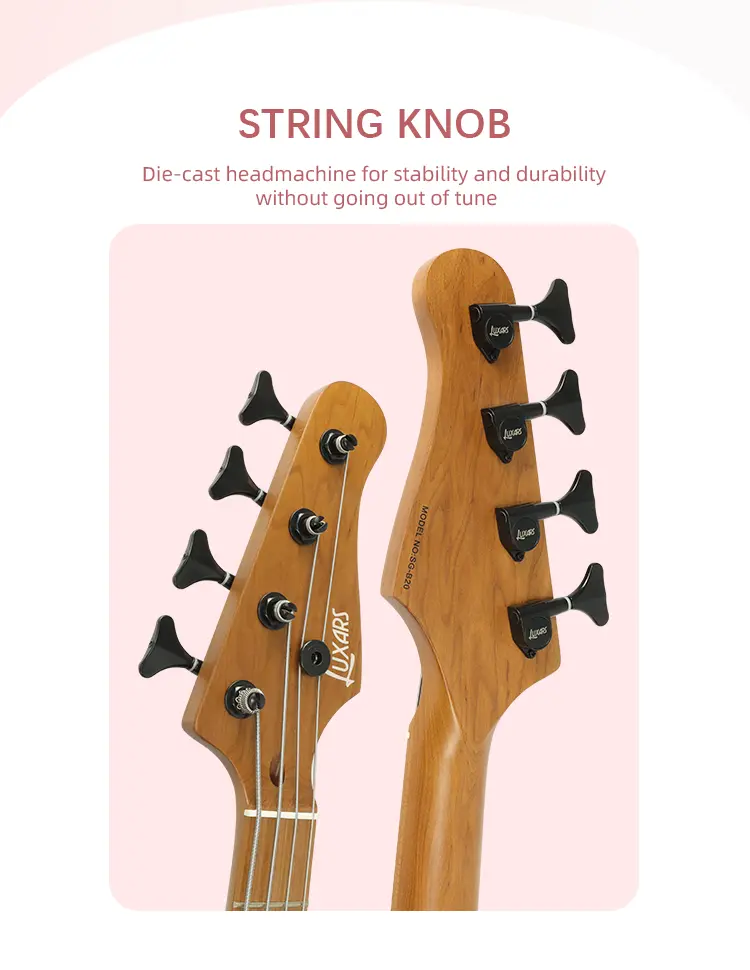 Portable Bass Roast Maple Neck, Solid Wood Body, Matte Finished, Beatiful Vioce, Green Black Hardwares, High Quality