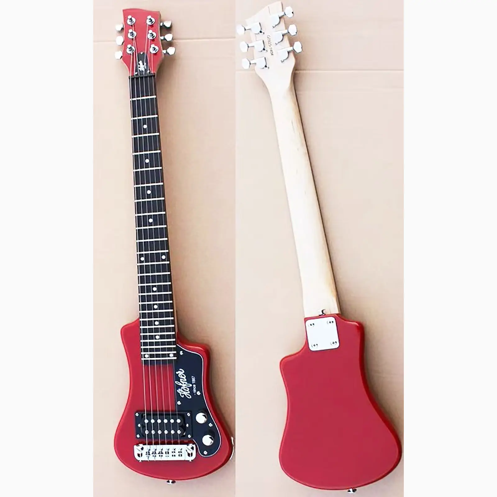 Mini Electric Guitar with High Gloss Red Color, Free Cotton Soft Bag, High Quality, Easy Taking Travel Guitar, 34 in, 6 Strings