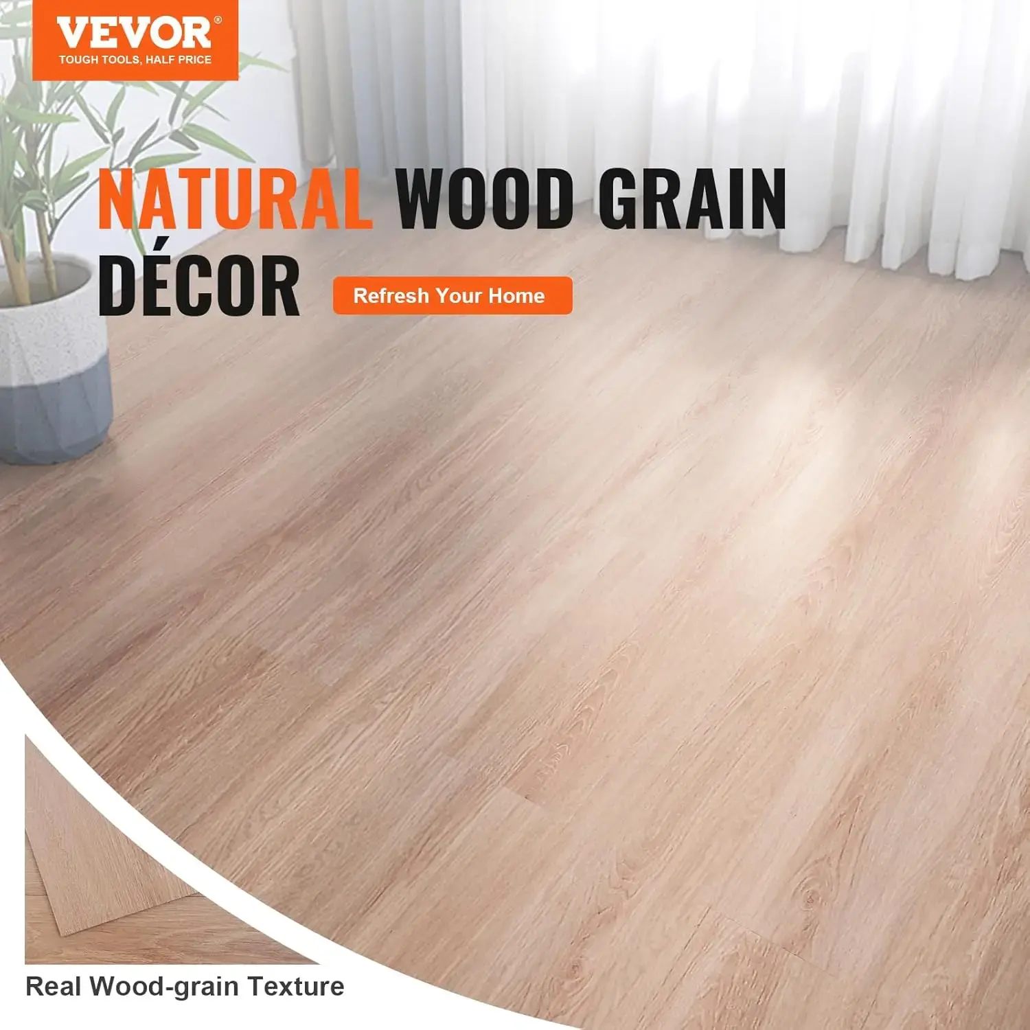 Peel and Stick Floor Tile 36" x 6", 36 Tiles Self Adhesive Vinyl, 2.5mm Thick, Natural Wood Grain DIY Flooring Tiles