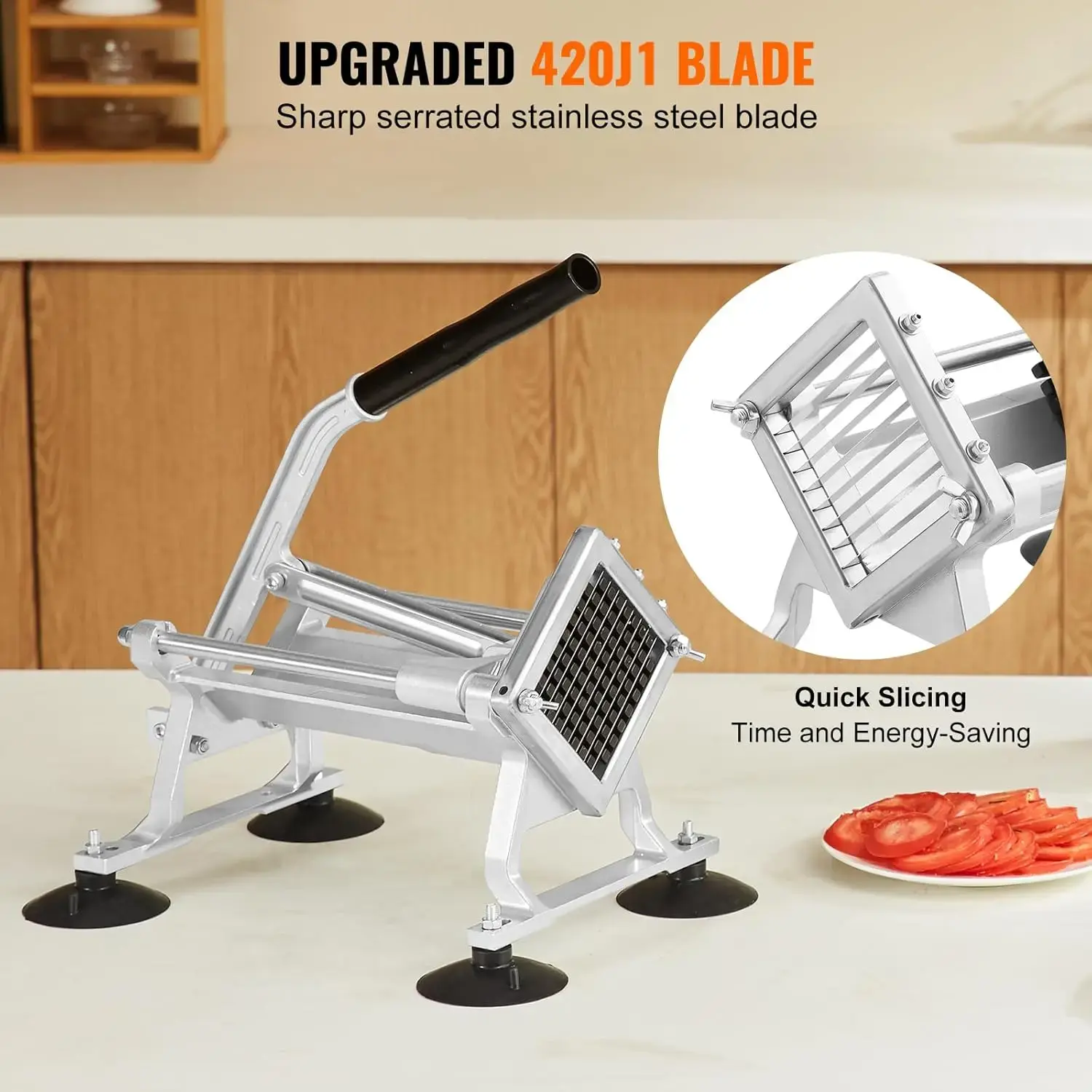 Commercial Vegetable Slicer, 3/8 inch Fruit Slicer, Stainless Steel and Aluminum Alloy Vegetable Cutter Slicer Machine