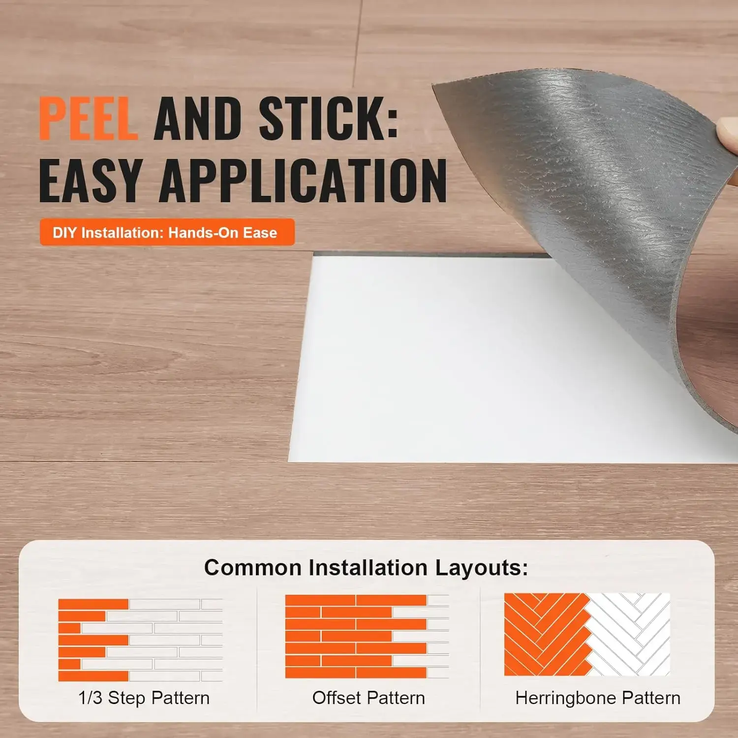 Peel and Stick Floor Tile 36" x 6", 36 Tiles Self Adhesive Vinyl, 2.5mm Thick, Natural Wood Grain DIY Flooring Tiles
