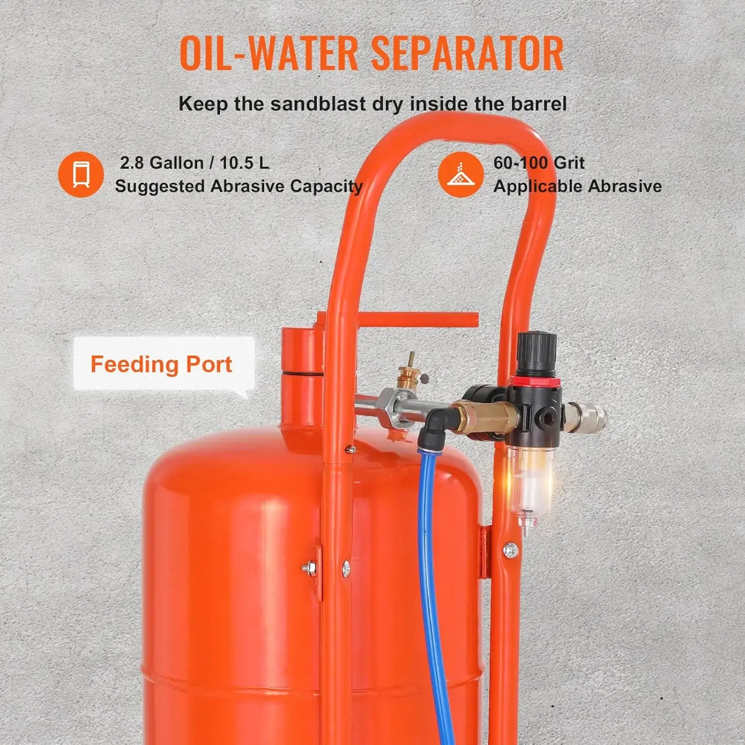 5 Gallon Sand Blaster, 60-110 PSI High Pressure Sandblaster, Portable Abrasive Blasting Tank