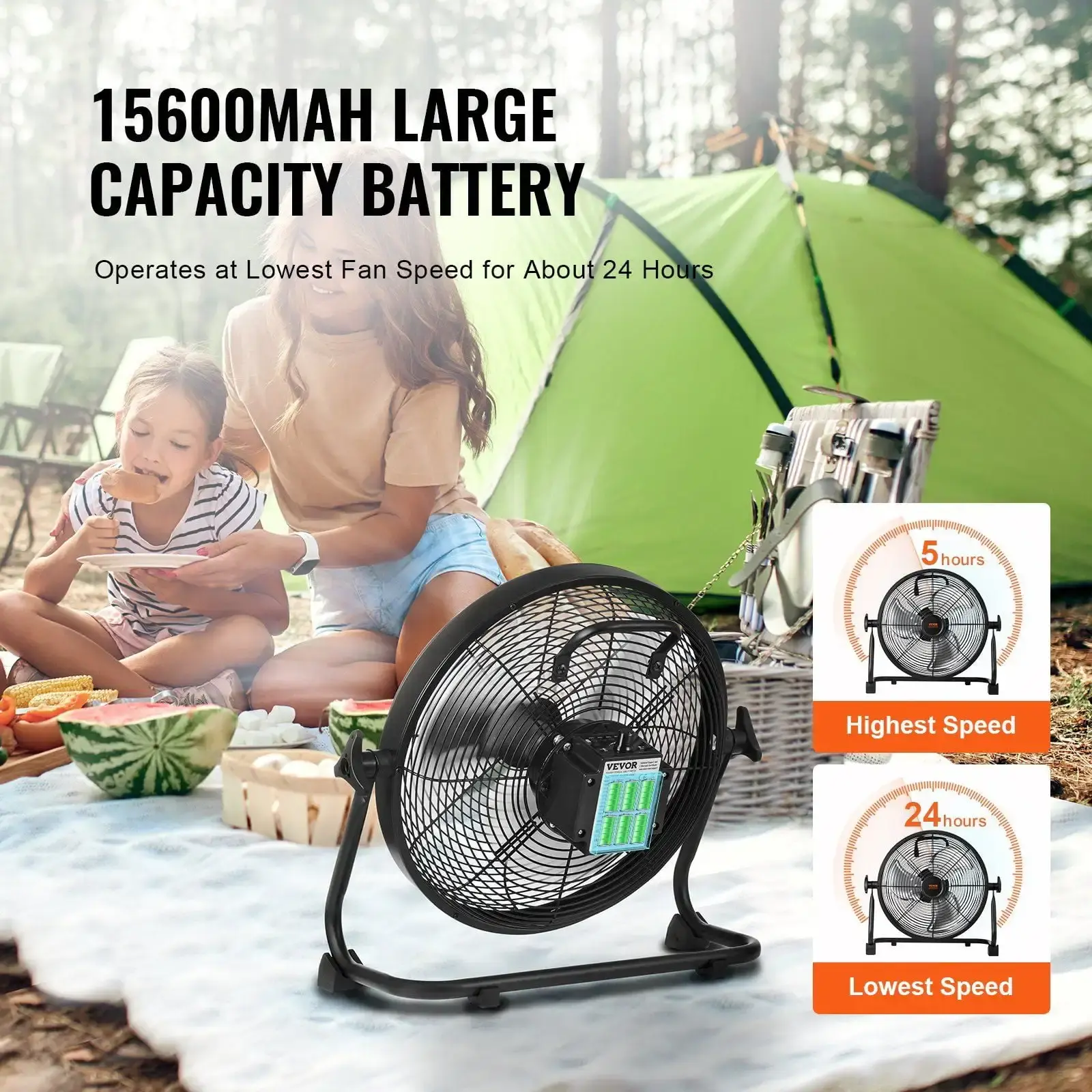 Cordless Fan 12 in, Portable Quiet Personal Fan for Home or Office, 360 Degree Manual Pivoting Head, Stepless Speed Regulation