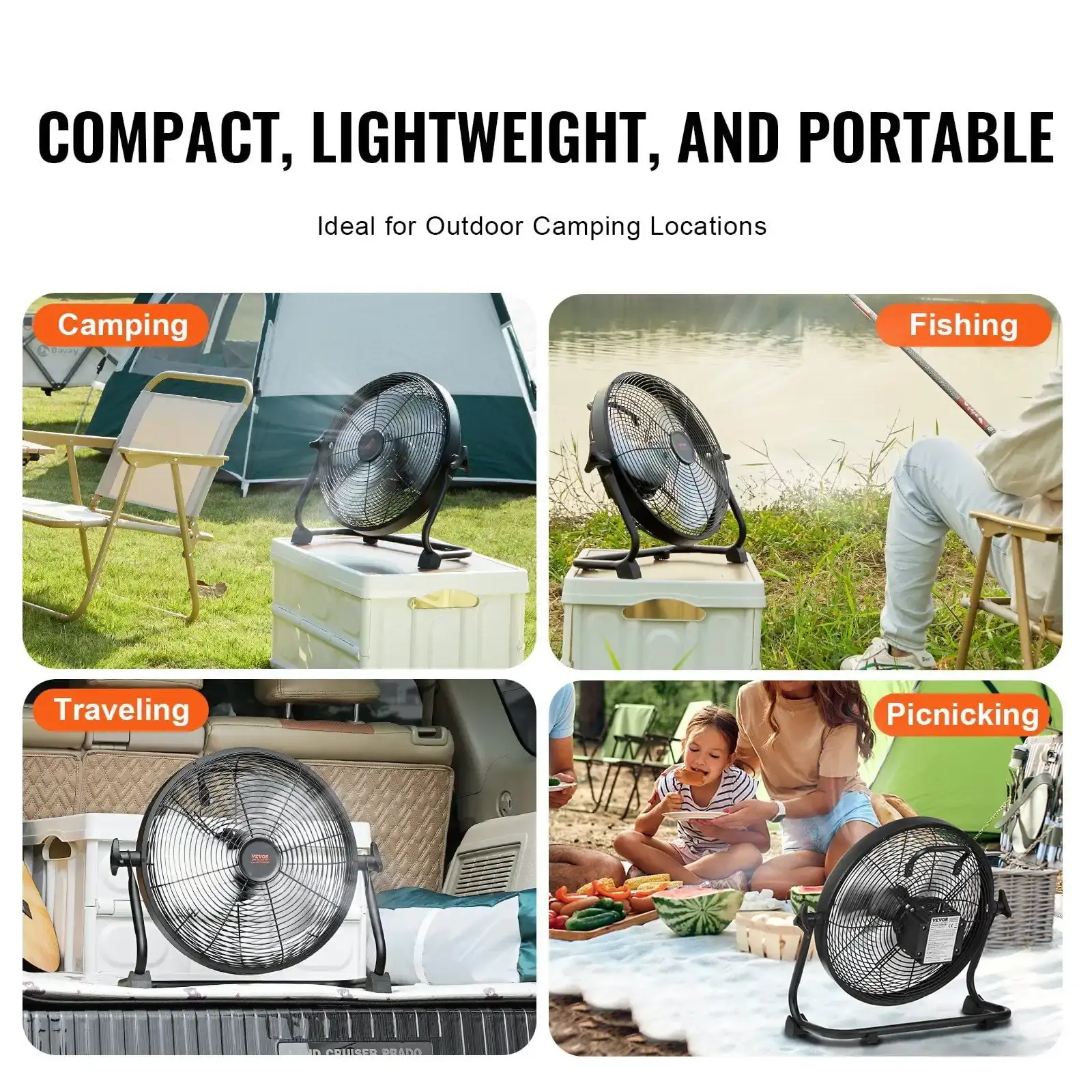 Cordless Fan 12 in, Portable Quiet Personal Fan for Home or Office, 360 Degree Manual Pivoting Head, Stepless Speed Regulation
