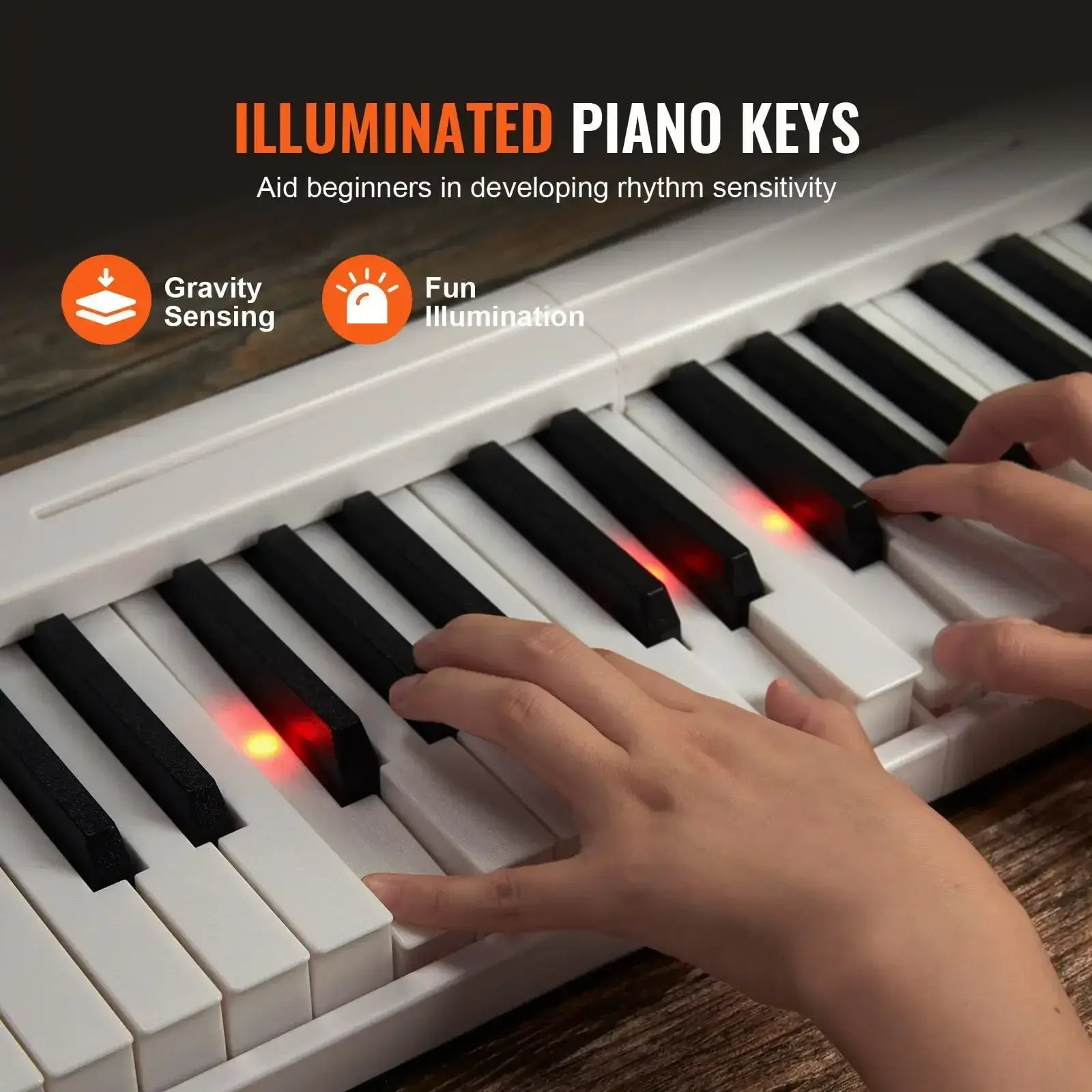 61 Key Folding Keyboard Piano Portable Foldable Piano Bluetooth MIDI White