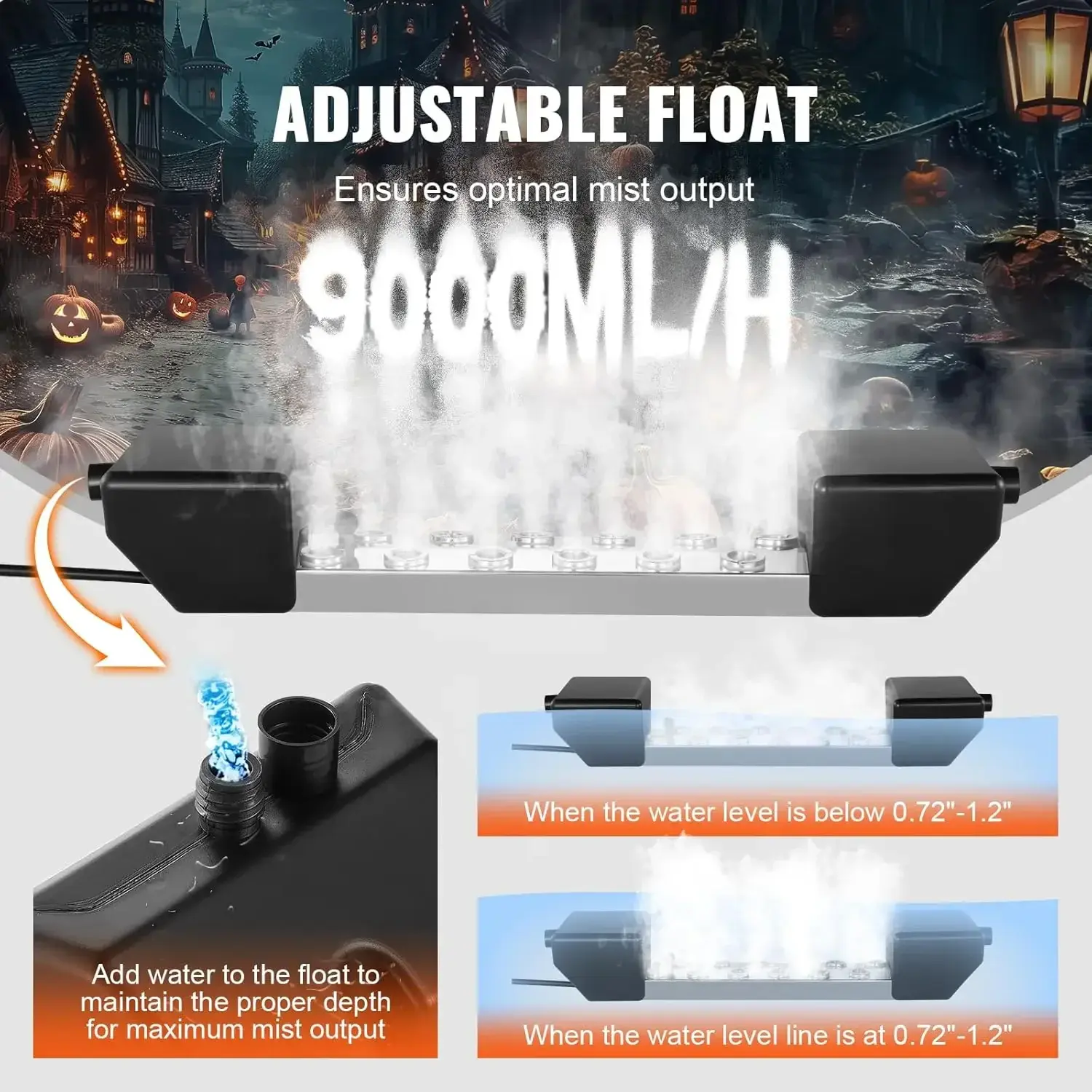 Ultrasonic Mist Maker 12 Head, 9000mL/H Ultrasonic Fogger, Mist Maker with  IP67 Waterproof Power Supply, Buoy