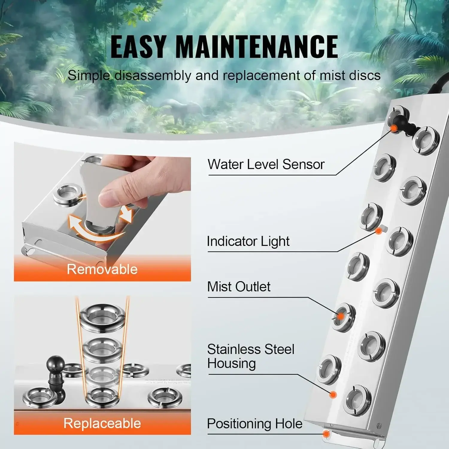 Ultrasonic Mist Maker 12 Head, 9000mL/H Ultrasonic Fogger, Mist Maker with  IP67 Waterproof Power Supply, Buoy