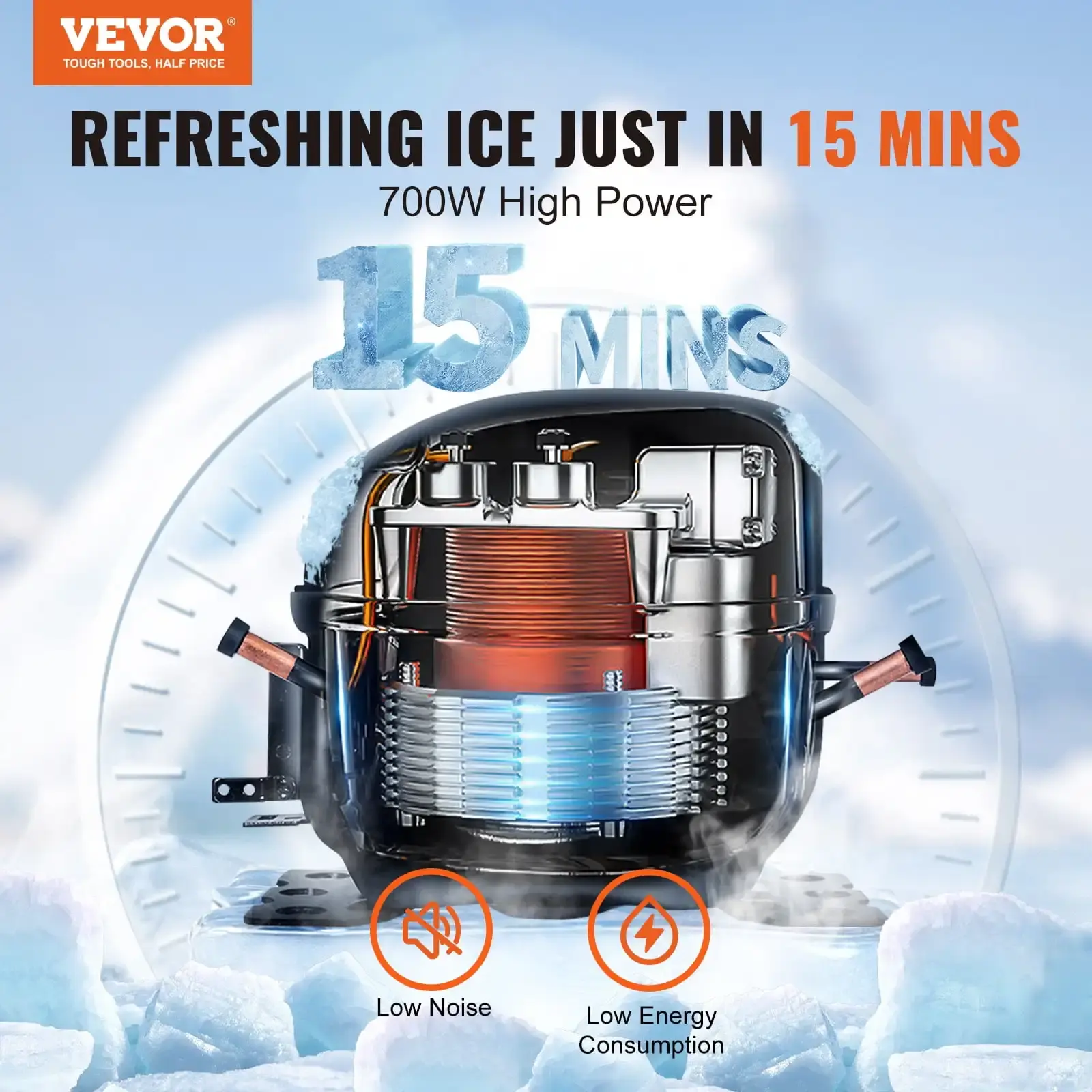 Commercial Ice Maker 360LBS/24H & 330.7LBS Storage Bin Auto Self-Cleaning