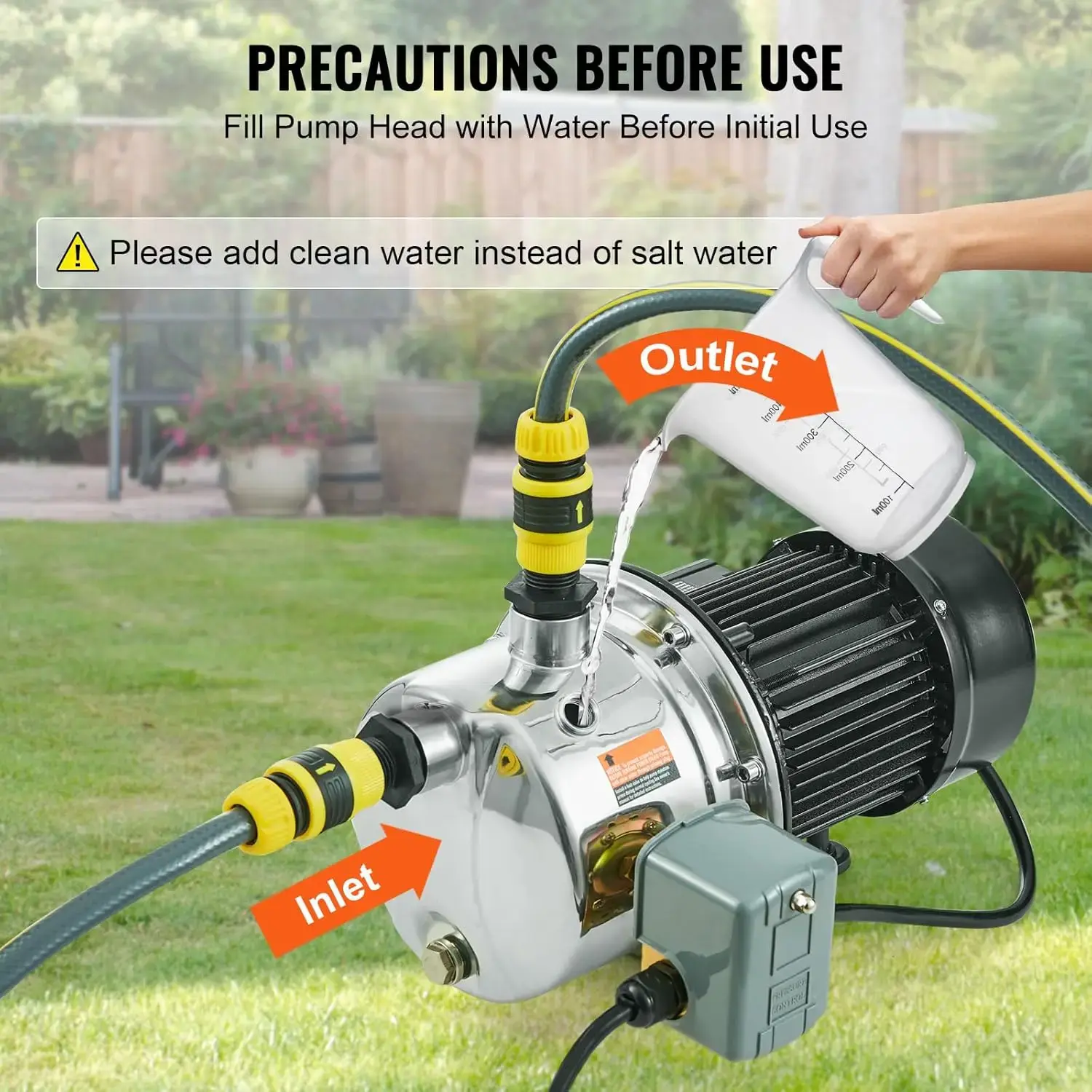 3/4HP SUS304 Stainless Steel Shallow Well Jet Pump, 115 Volt, 18.5 GPM 131 FT Maximum Head Irrigation Water Pump