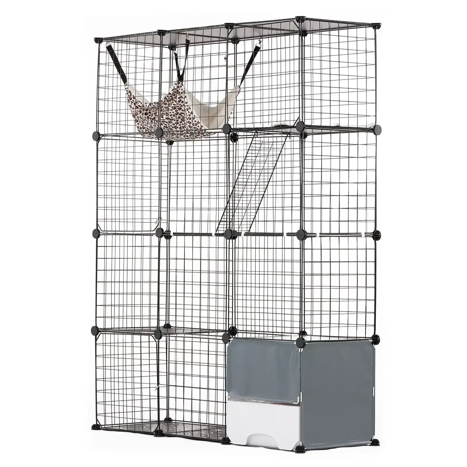 Large 4-tier Cat Cage 41 x 14 x 55" Metal Wire Cat Enclosure with Hammock