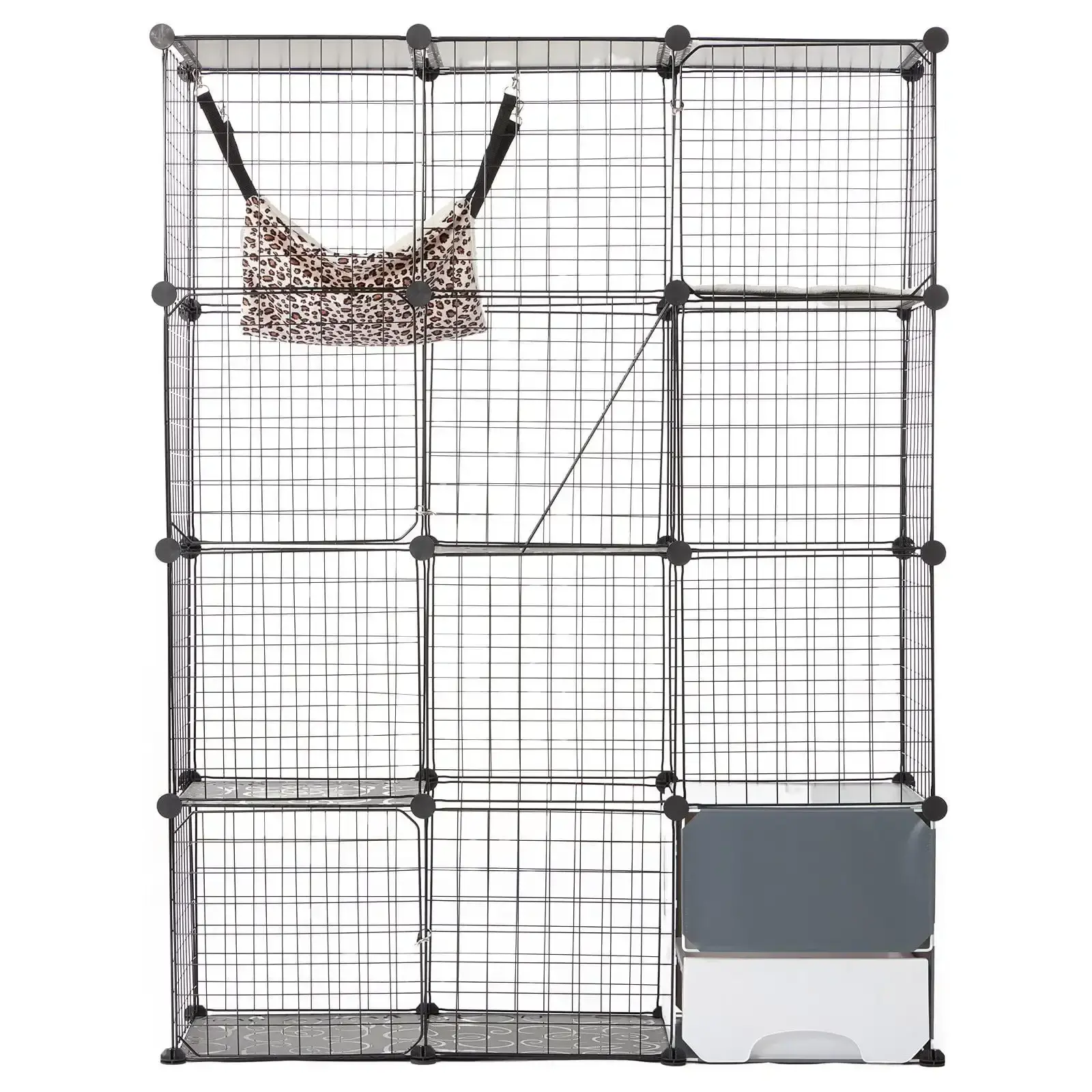 Large 4-tier Cat Cage 41 x 14 x 55" Metal Wire Cat Enclosure with Hammock