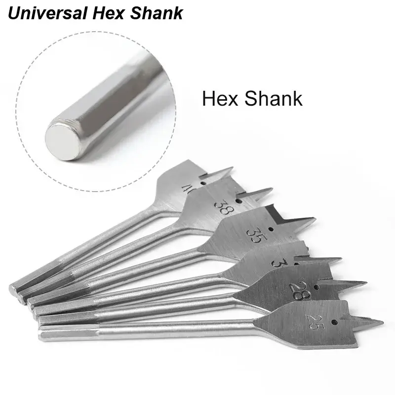 High Carbon Steel Flat Wood Drill Bits Set 10mm 12mm 16mm 18mm 20mm 25mm Spade Boring Woodworking Flat Drill Bits
