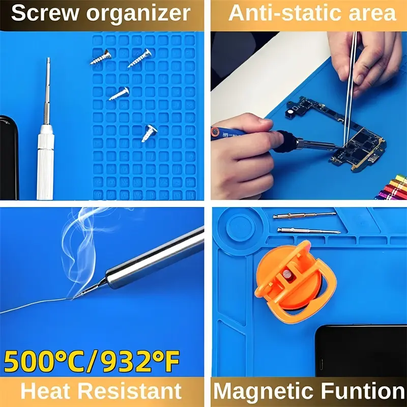 Welding Silicone Pad Heat Insulation Working Mat Heat-resistant Soldering Heat Gun Insulation Pad Repair Tools ESD Hand Tool Set
