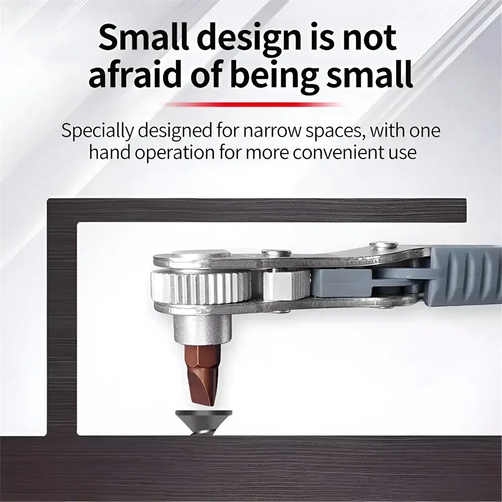 Precision Ratchet Wrench Screwdriver Set Slotted Magnetic Bits Forward Reverse 90 Degree Screw Driver