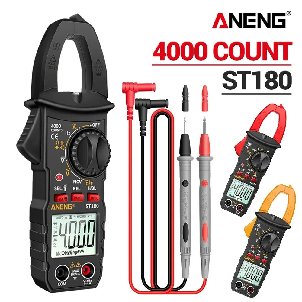ANENG ST180 Digital Clamp Meter Multimeter AC Current Meter 4000 Counts Ammeter Voltage Tester Amp Hz Capacitance NCV Ohm Tool