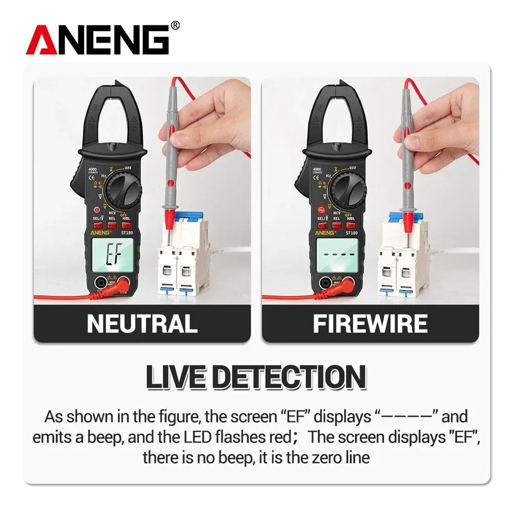 ANENG ST180 Digital Clamp Meter Multimeter AC Current Meter 4000 Counts Ammeter Voltage Tester Amp Hz Capacitance NCV Ohm Tool